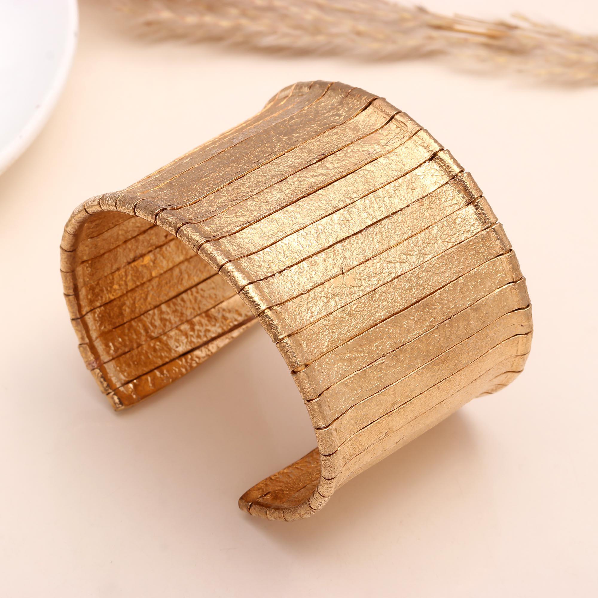 The Golden Armor: Wide Ribbed Textured Cuff