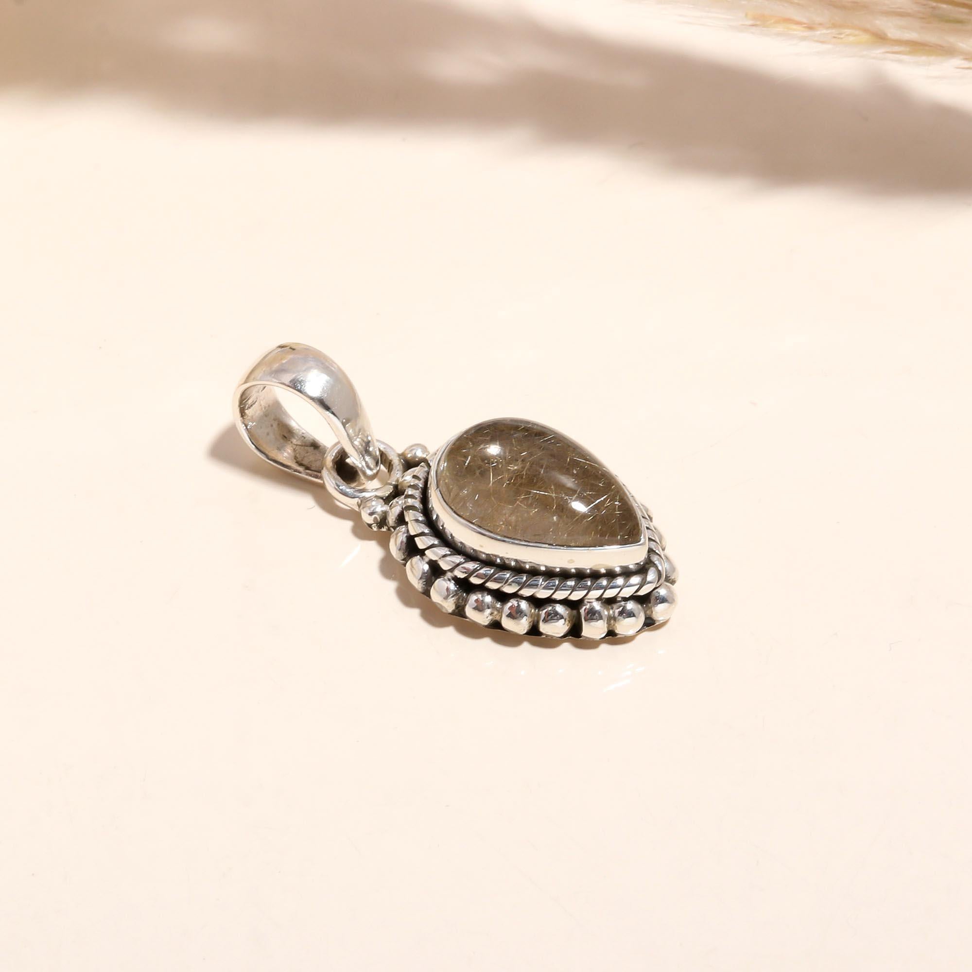 The Rutilated Teardrop: Braided Artisan Quartz Pendant