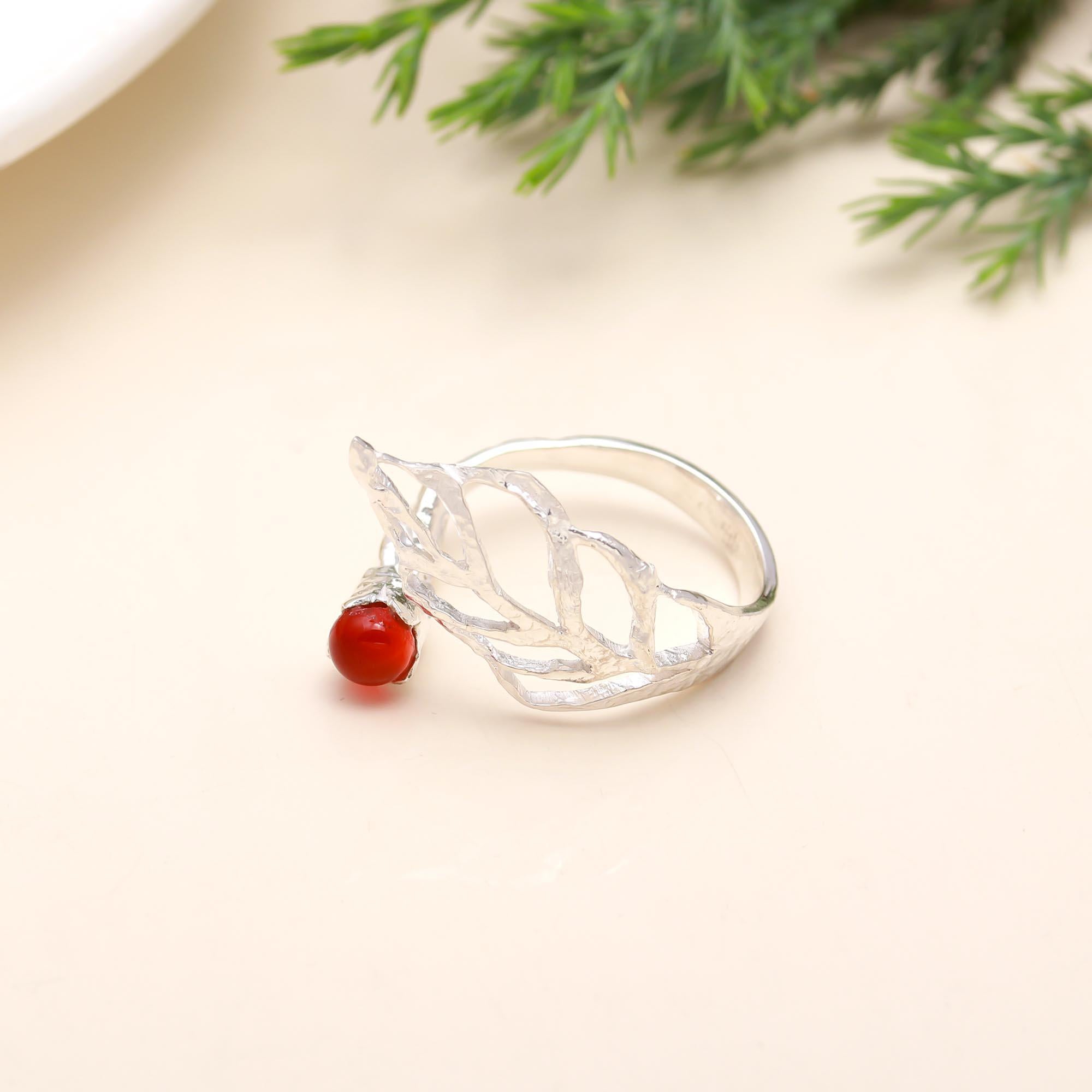 925 Sterling Silver Carnelian  Ring