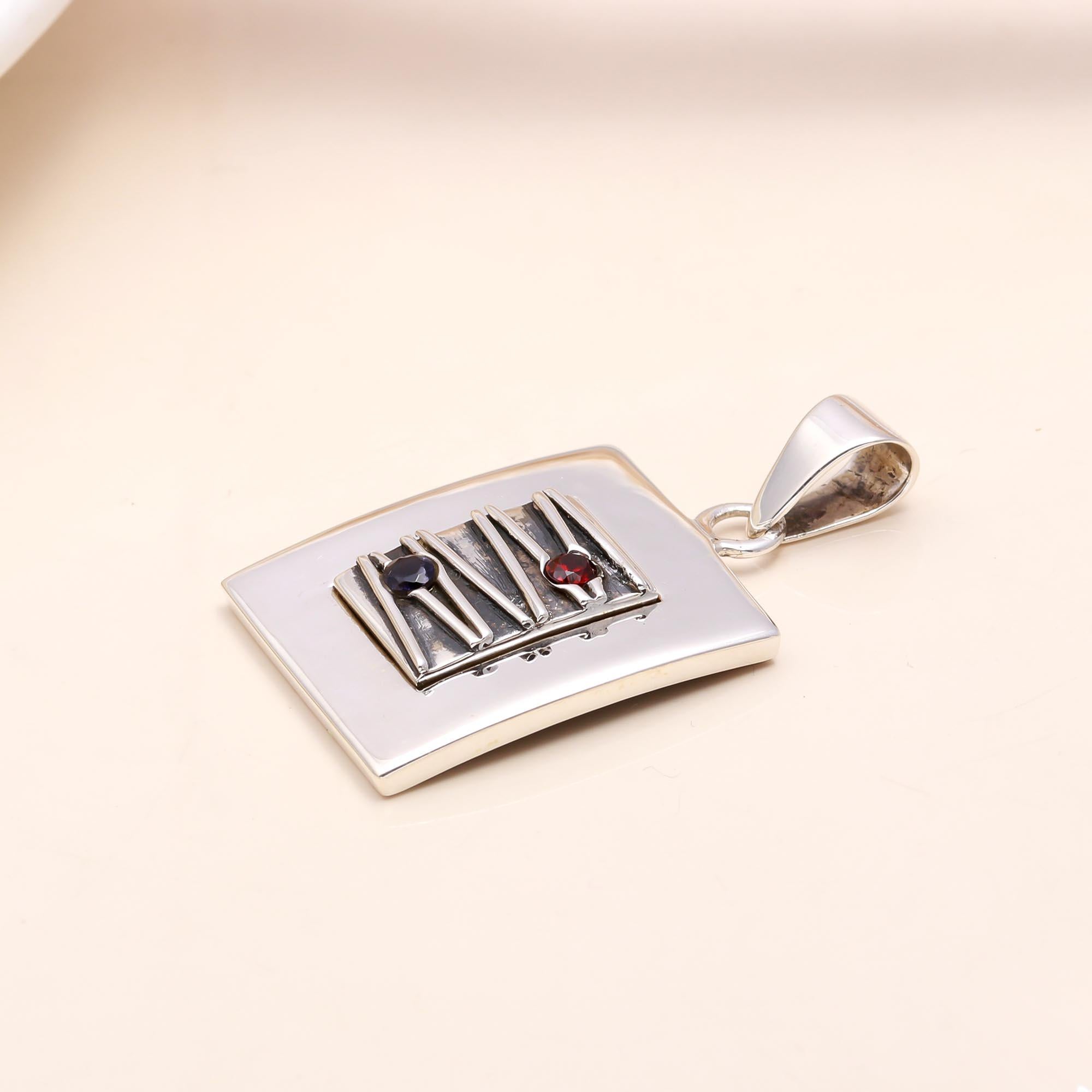 The Linear Tablet: Modern Silver Pendant