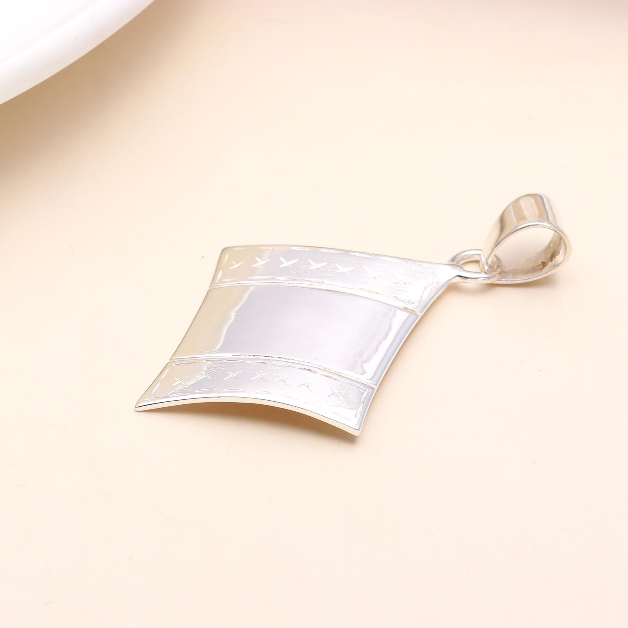 The Silver Kite: Geometric Etched Silver Charm