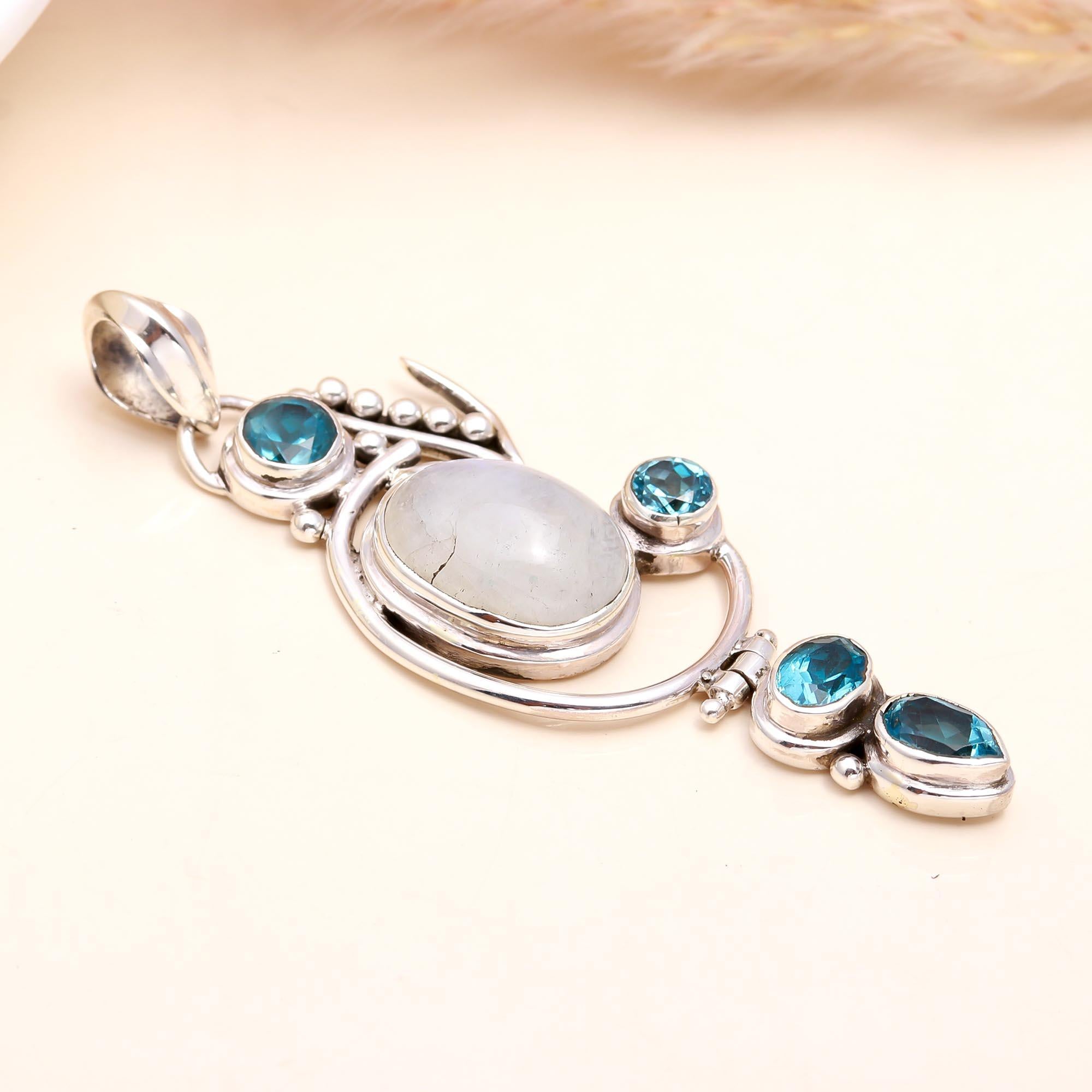 The Moonstone Orbit: Chunky Silver Pendant