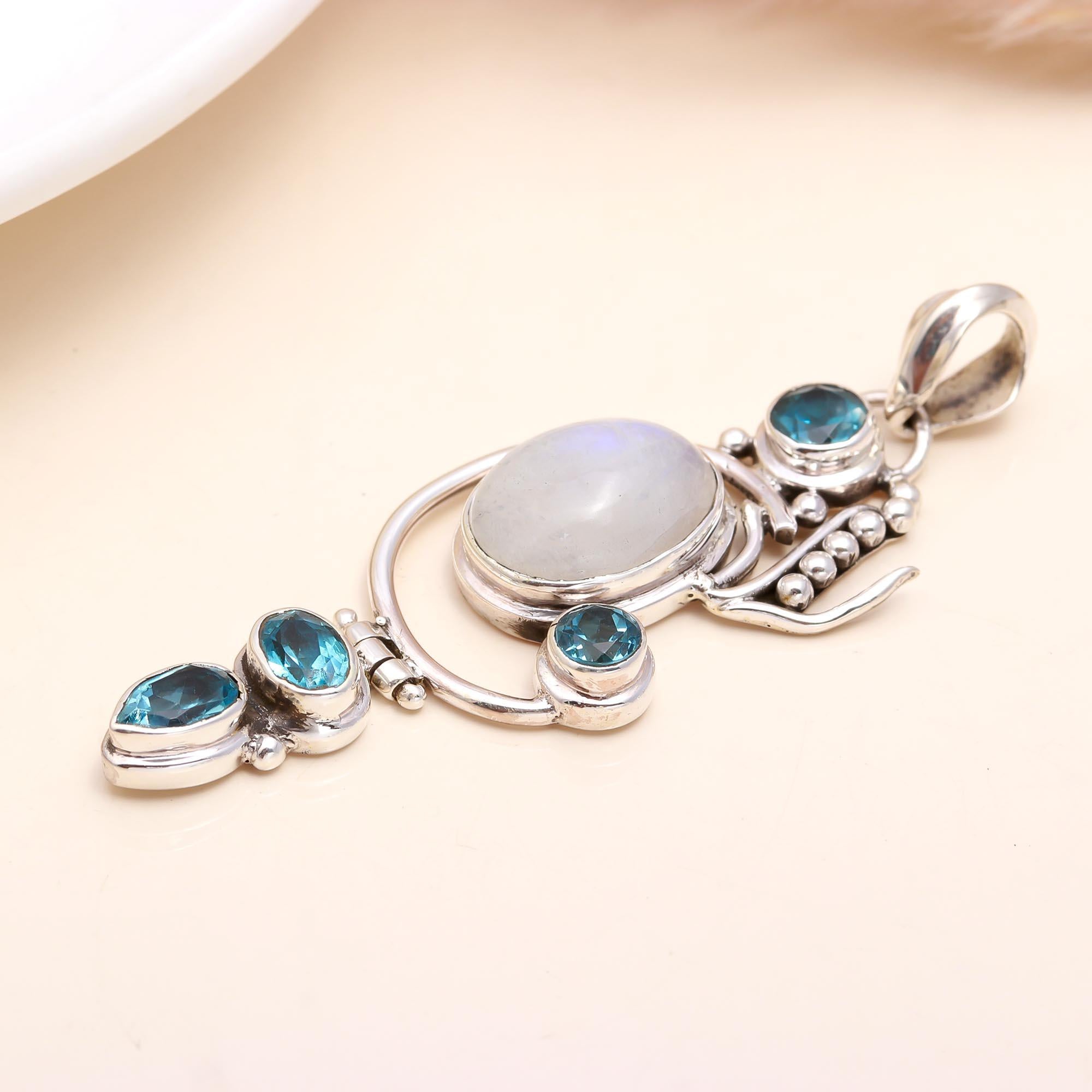 The Moonstone Orbit: Chunky Silver Pendant