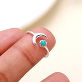 Solid 925 Silver Moon Turquoise Ring