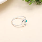 Solid 925 Silver Moon Turquoise Ring