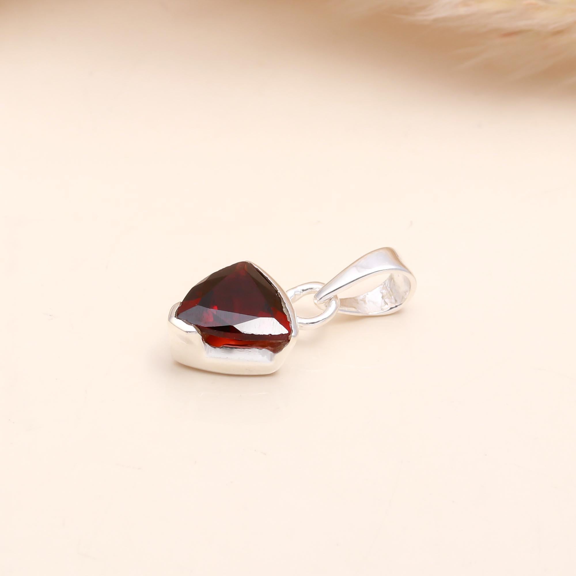 The Garnet Trillion: Silver Modern Minimalist Charm