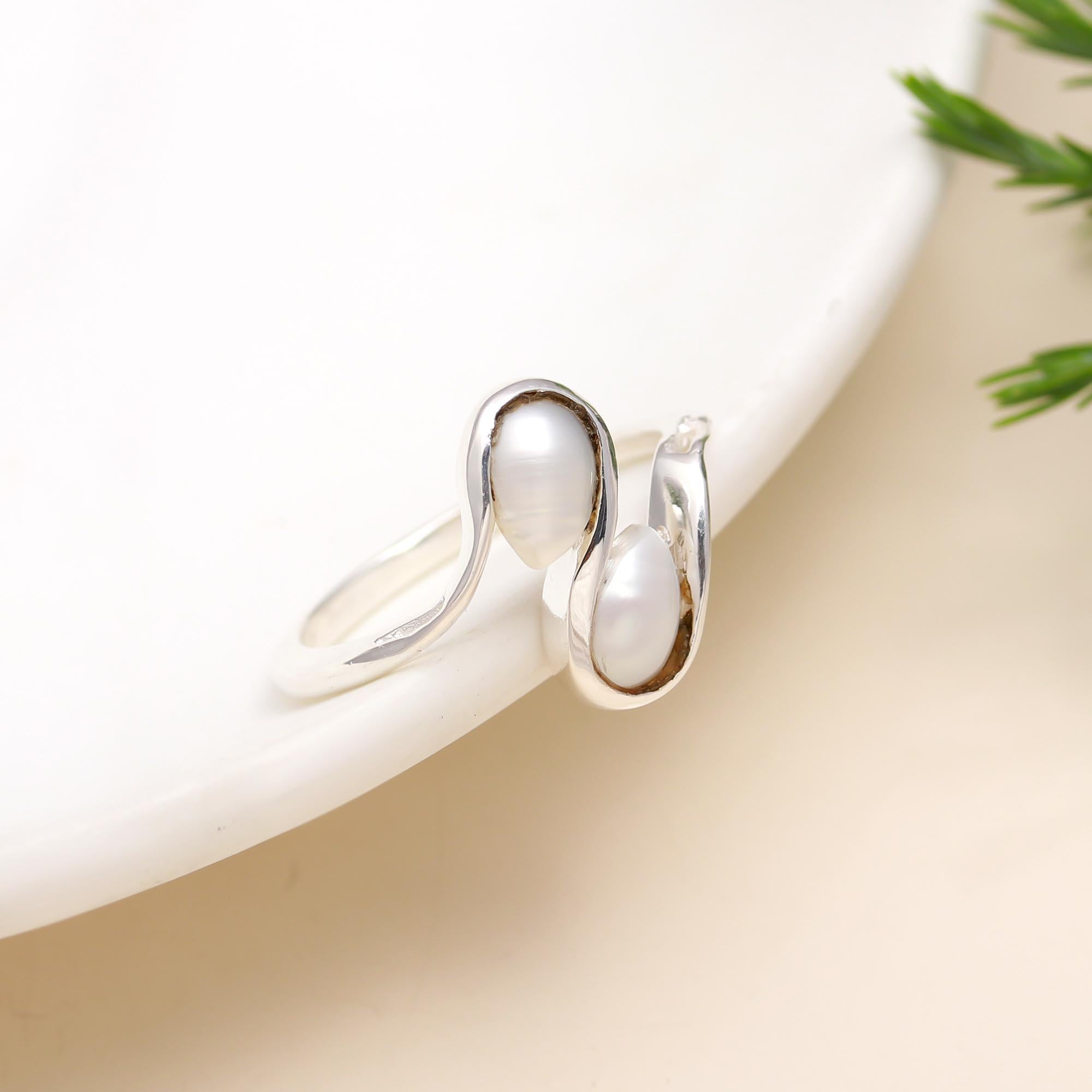 925 Silver Twin Pearl Wrap Ring