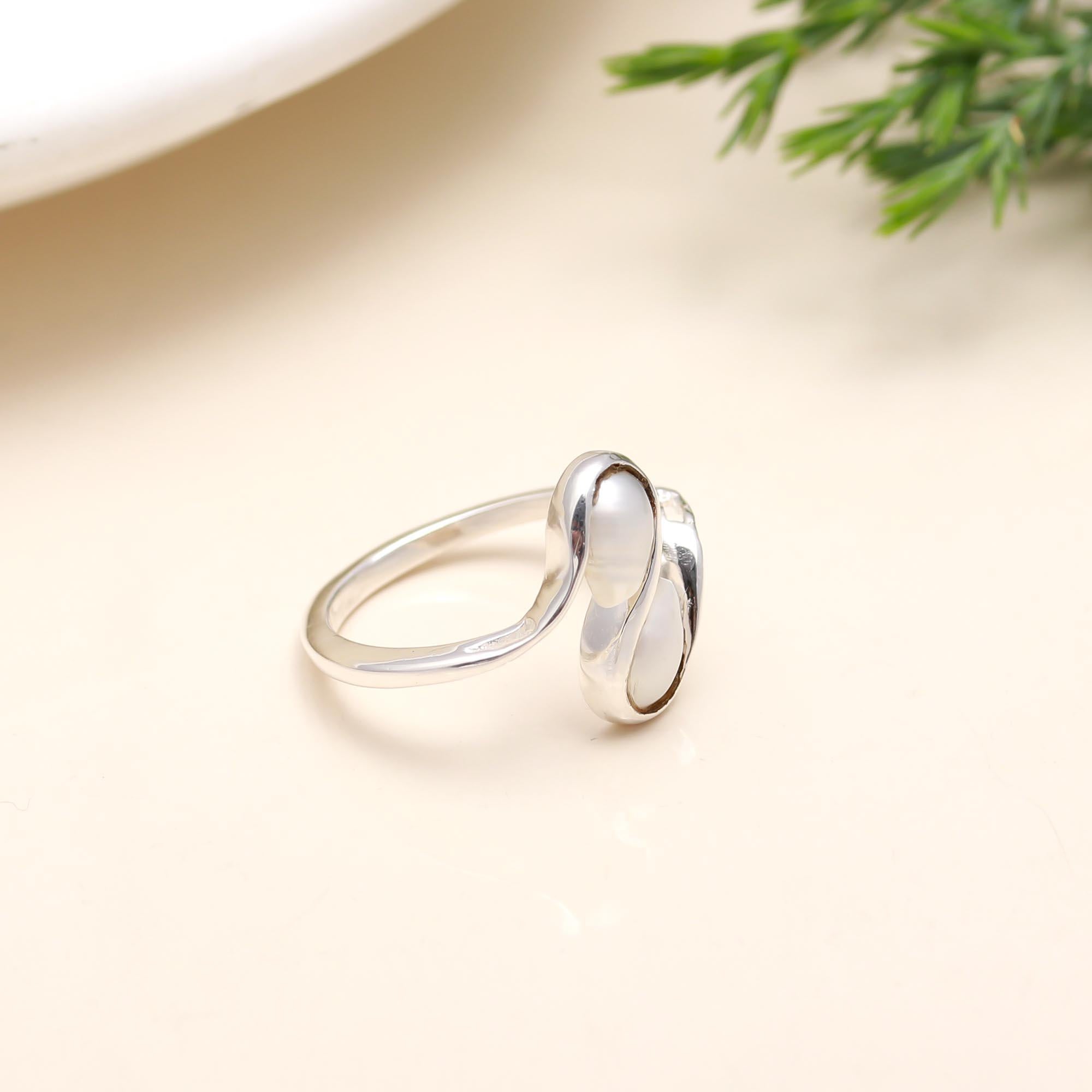 925 Silver Twin Pearl Wrap Ring