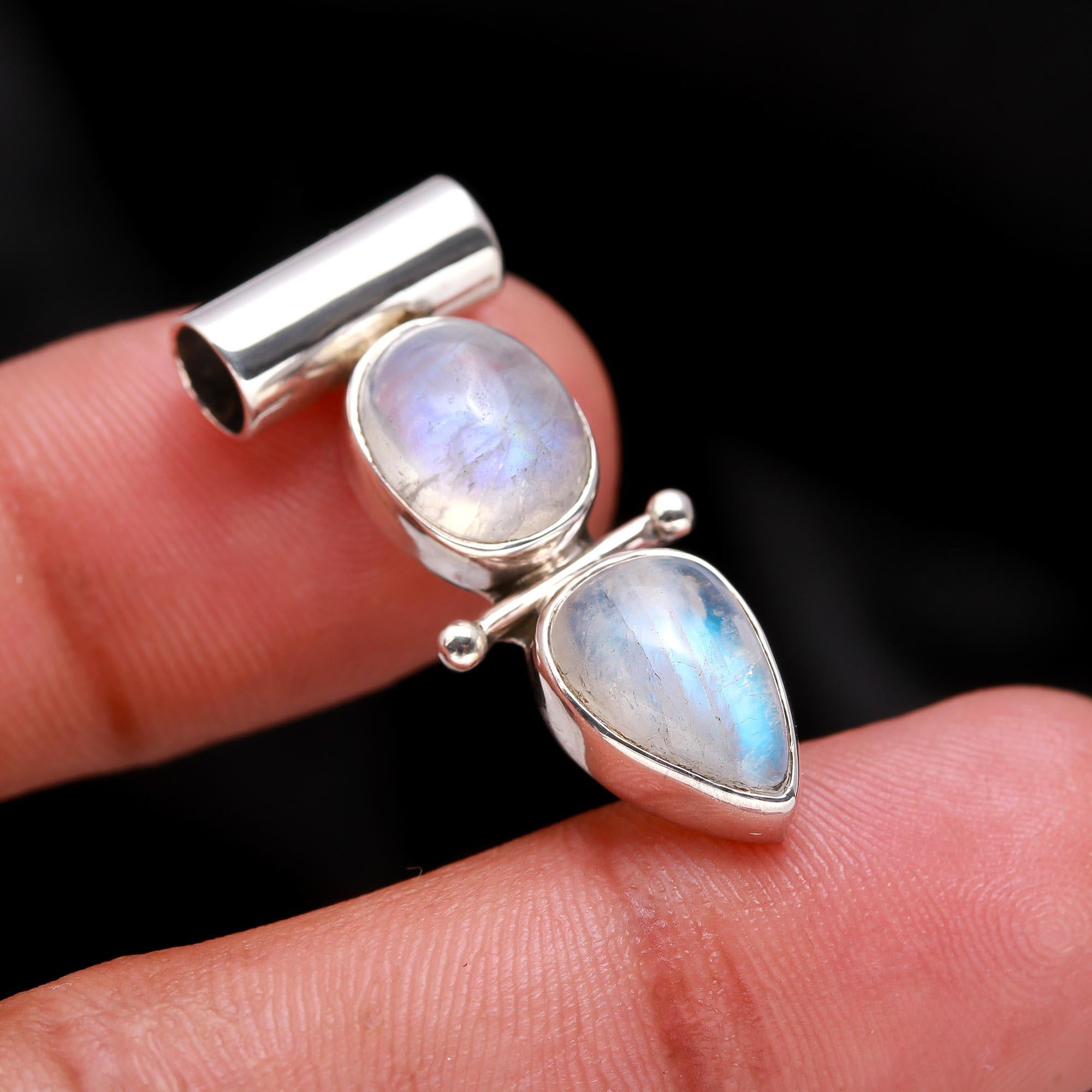 The Moonstone Duo: Double Stone Articulated Pendant