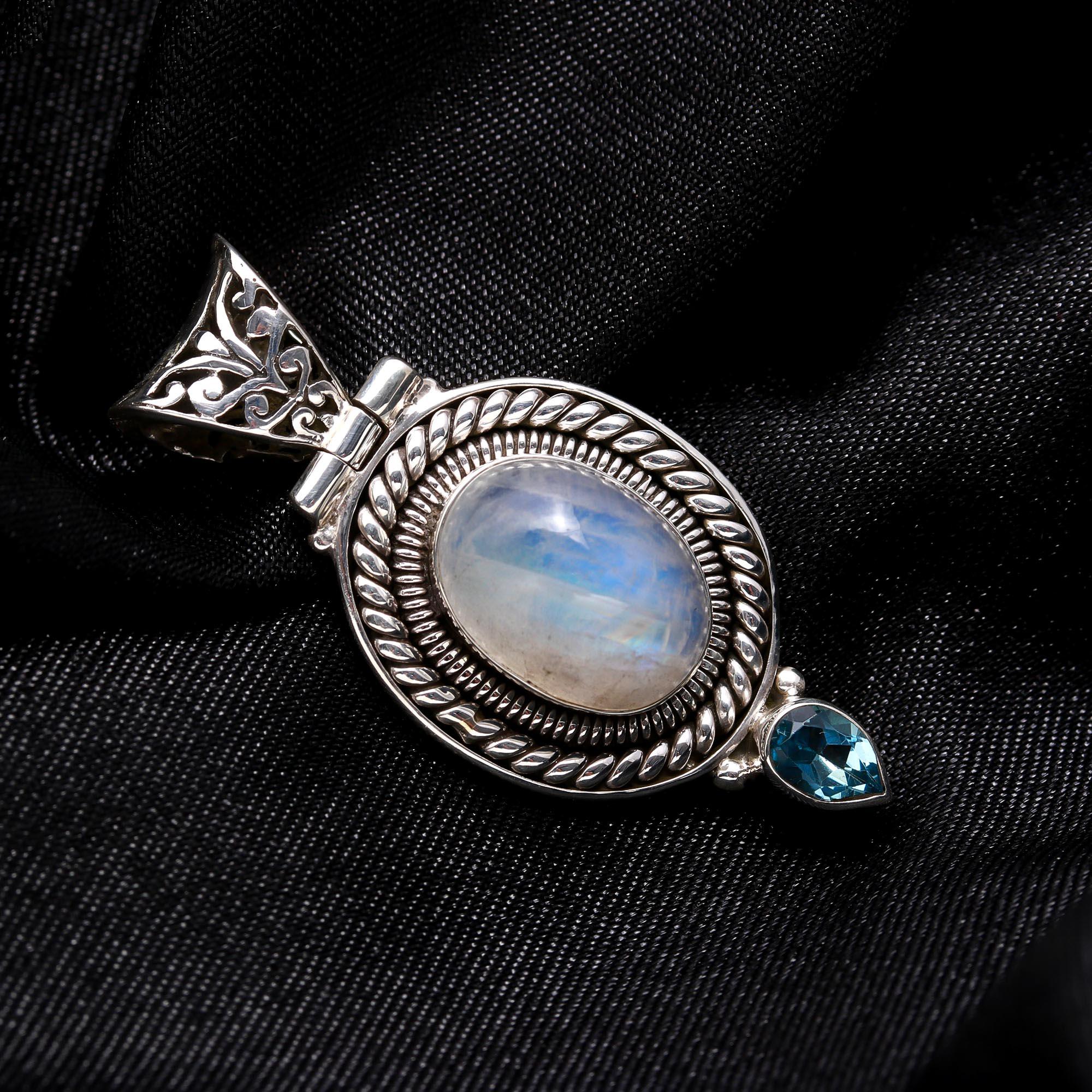 The Moonstone Anchor: Silver Moonstone Ornate Pendant