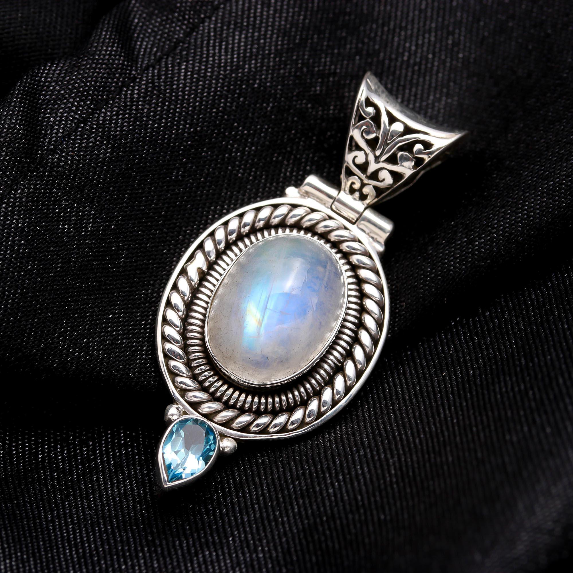 The Moonstone Anchor: Silver Moonstone Ornate Pendant