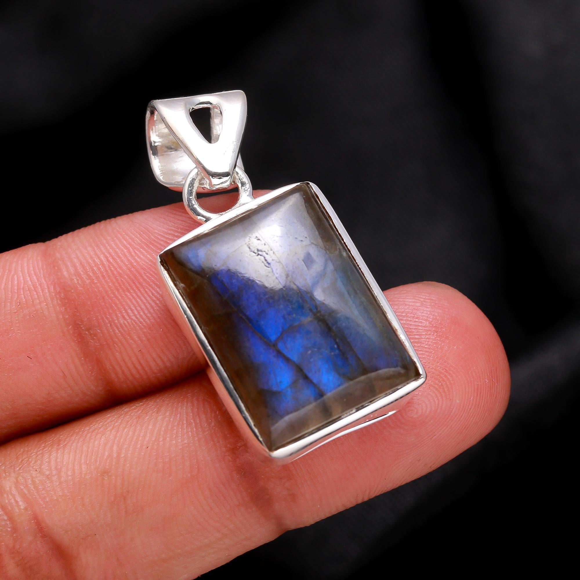 The Labradorite Tablet: Silver Minimalist Statement Pendant