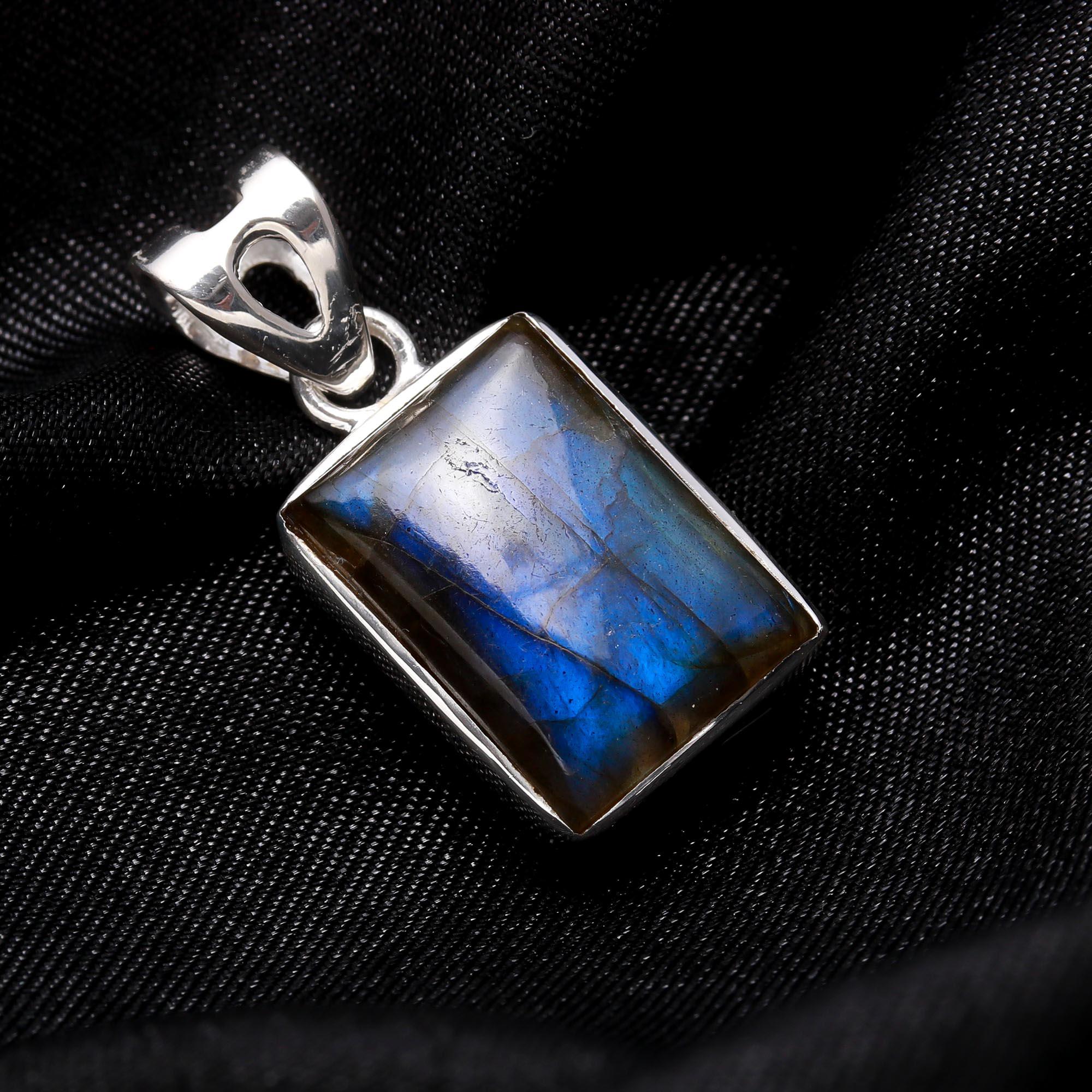 The Labradorite Tablet: Silver Minimalist Statement Pendant
