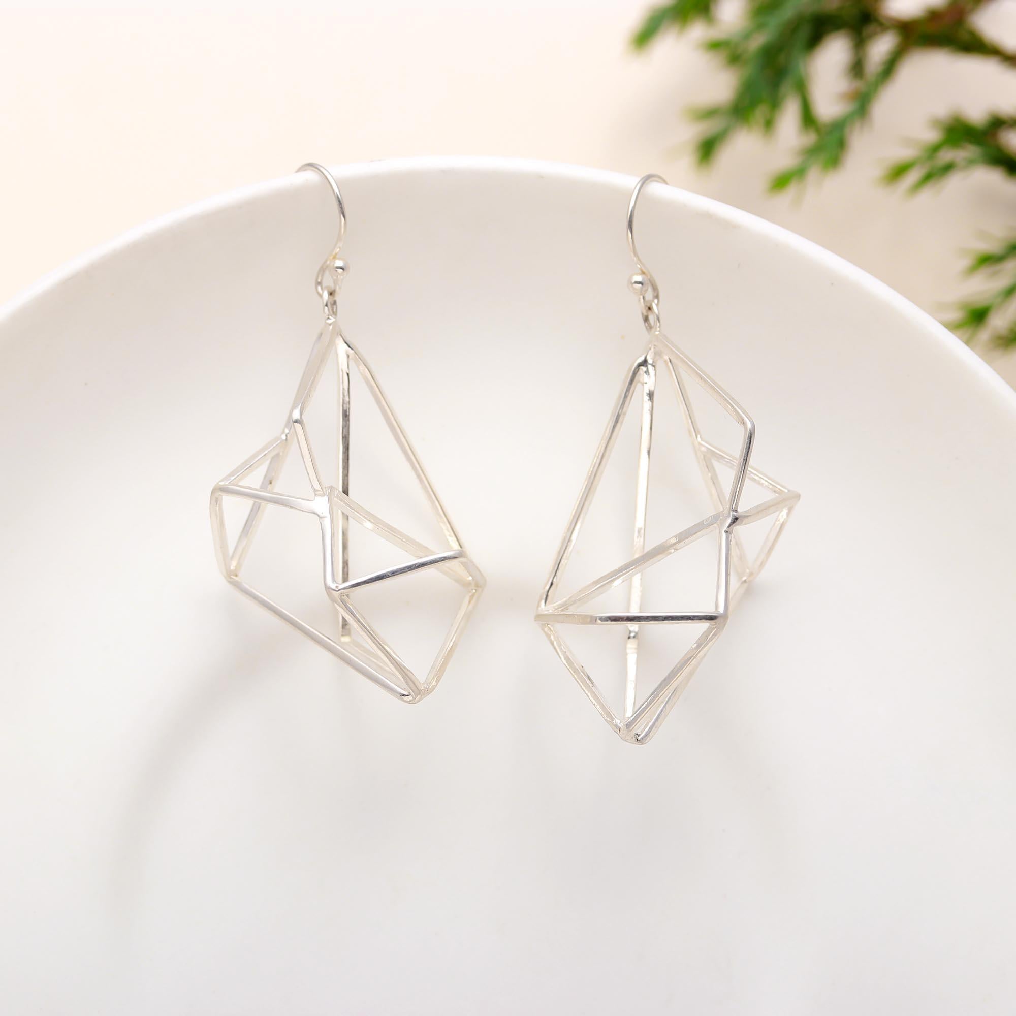 925 Sterling Silver Geometrical Earring Dangle Earwire