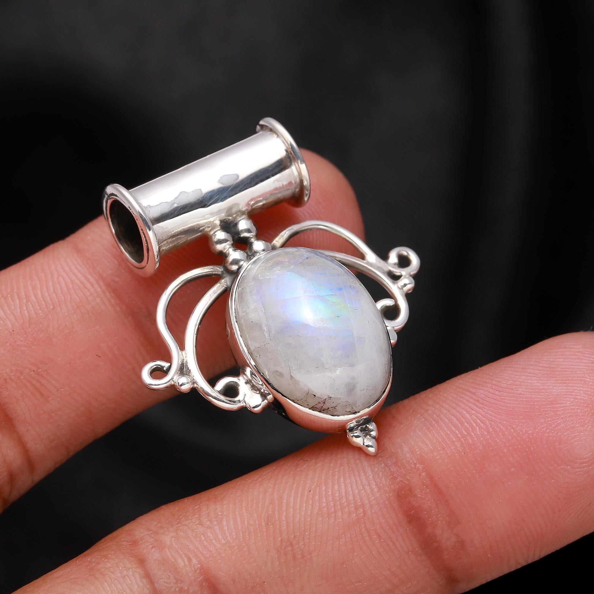 925 Sterling Silver Moonstone Gemstone Filigree Design Pendant
