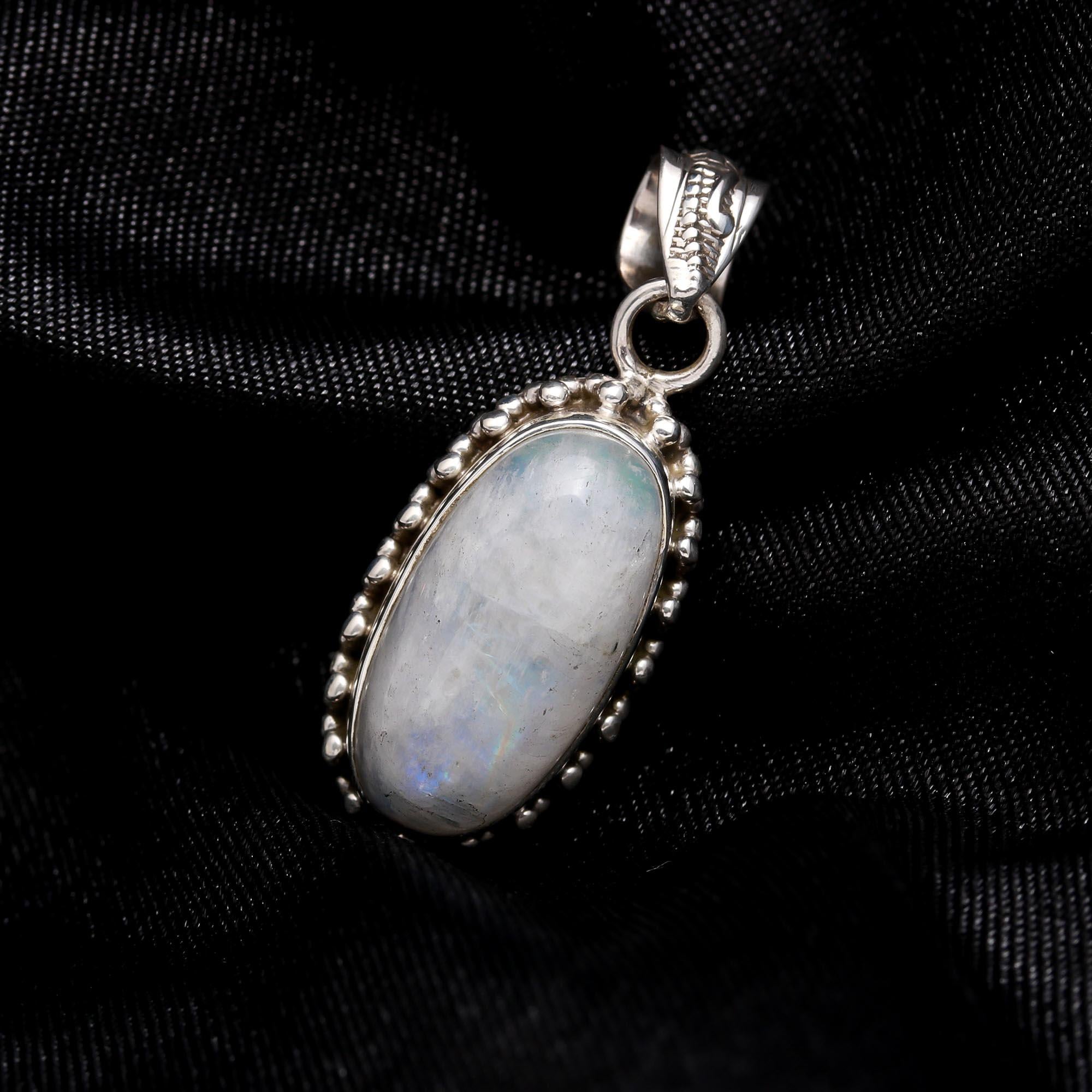 925 Sterling Silver Rainbow Moonstone Pendant