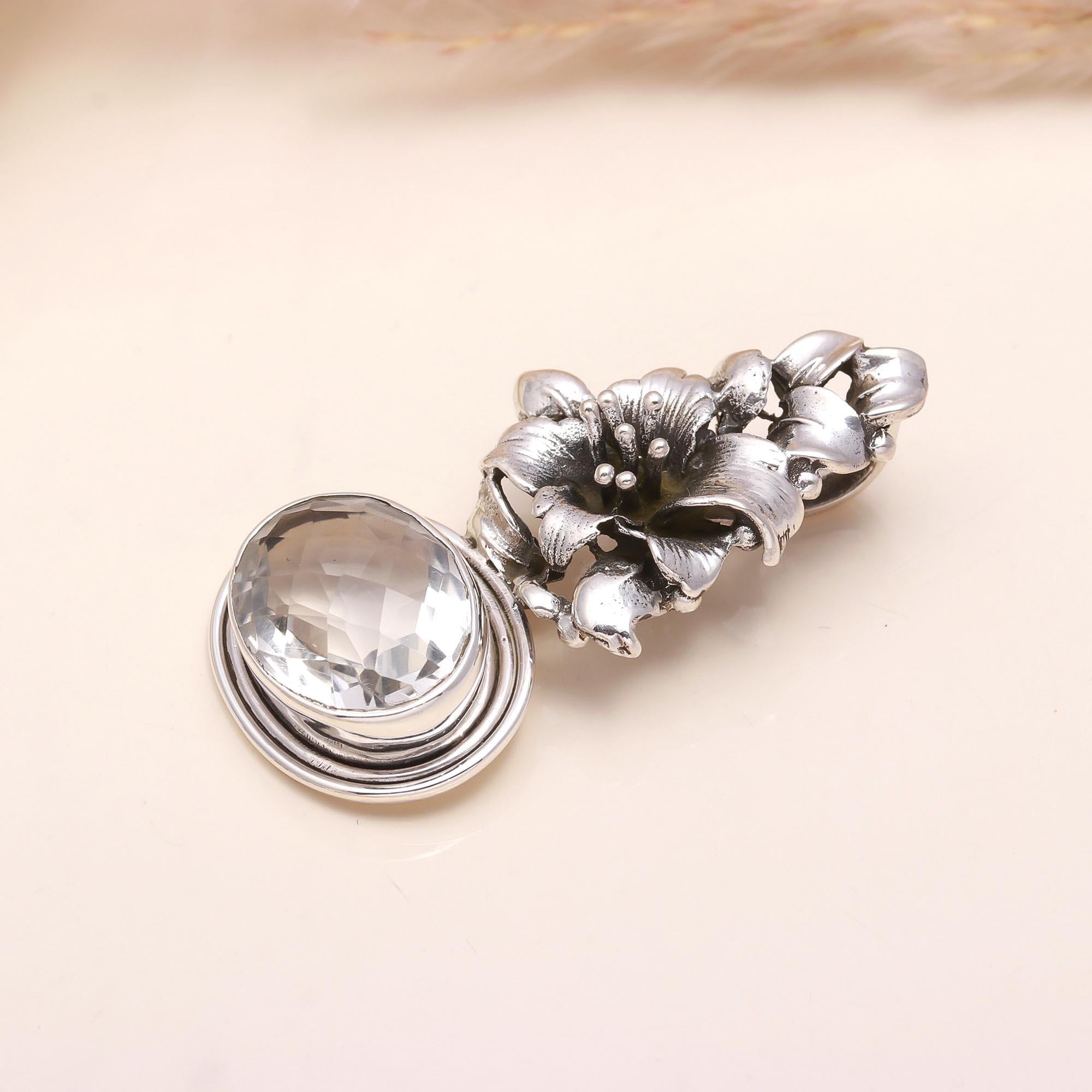 925 Silver Crystal Quartz Pendant