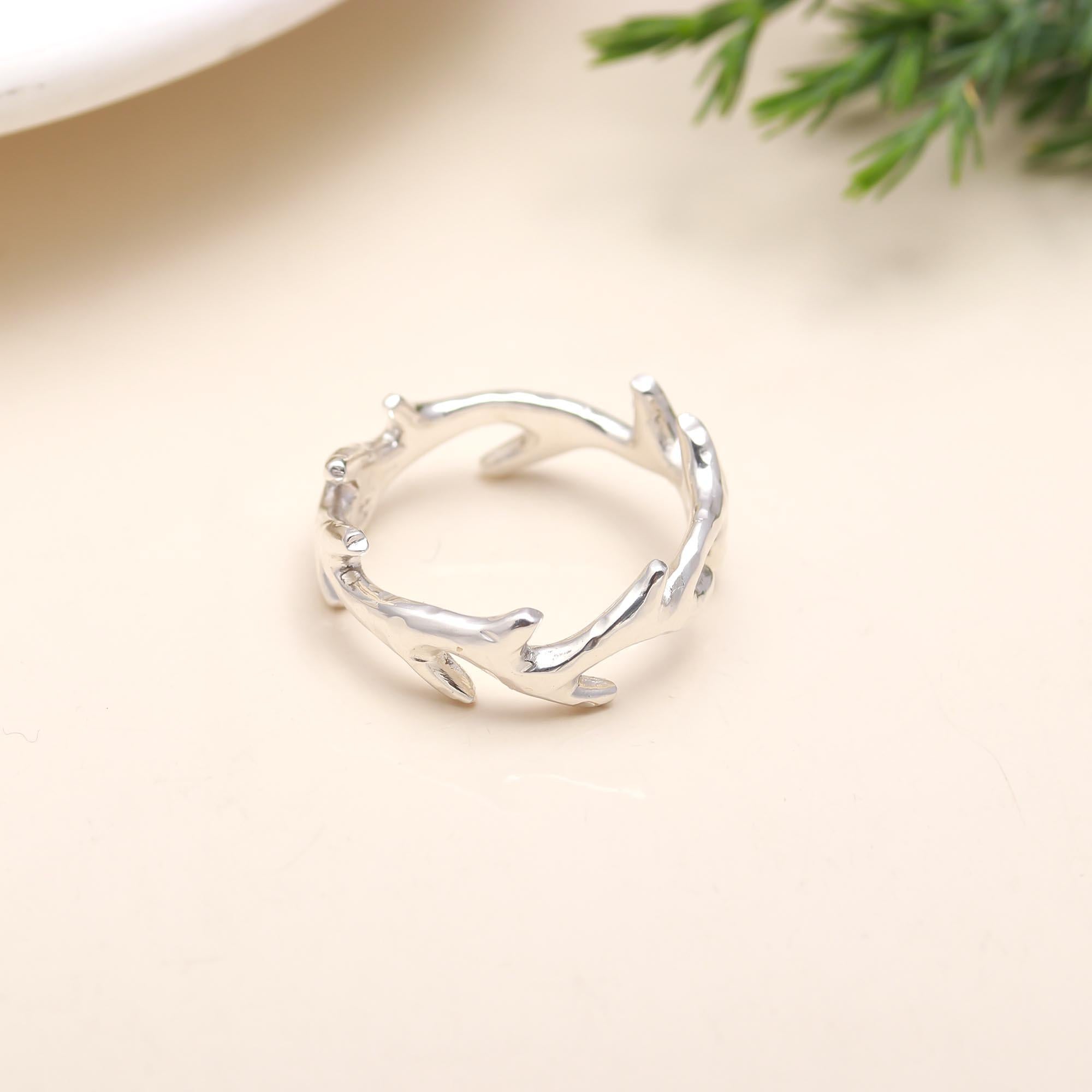 925 Silver Coral Branch Band Ring