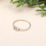 925 Sterling Silver White Crystal Minimalist Ring