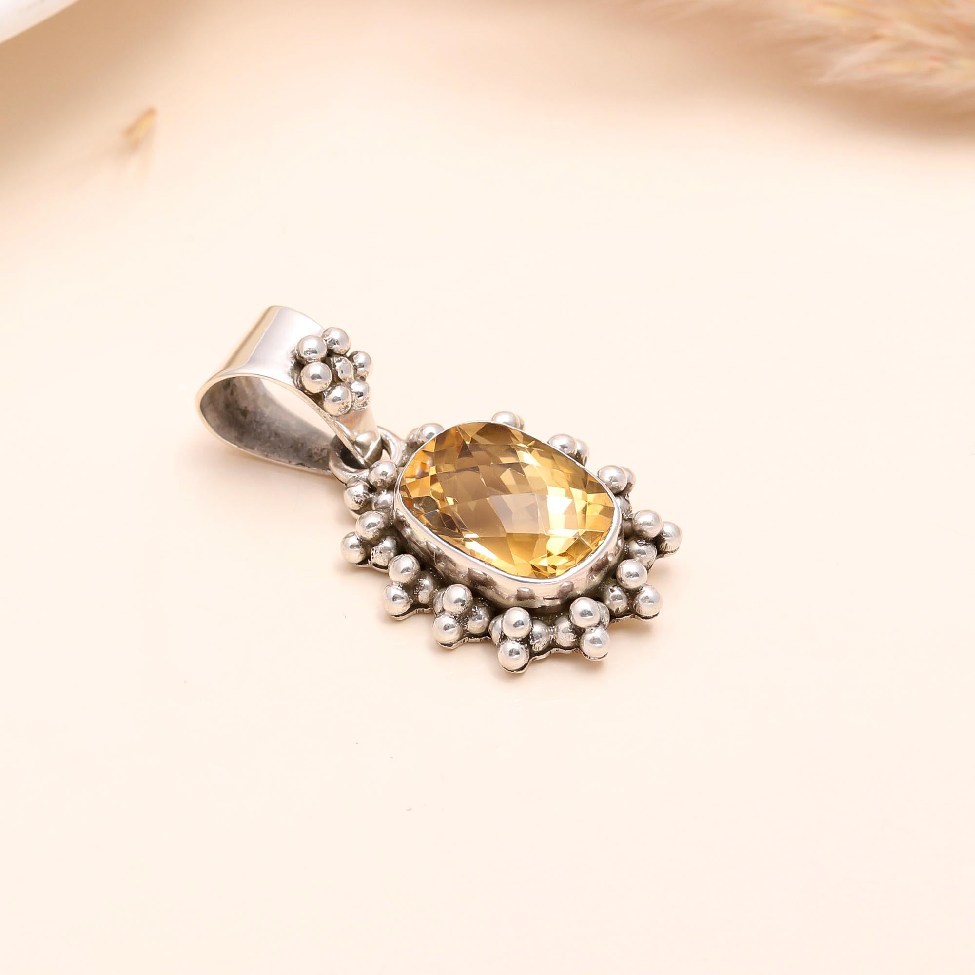 925 Sterling Silver Citrine Pendant