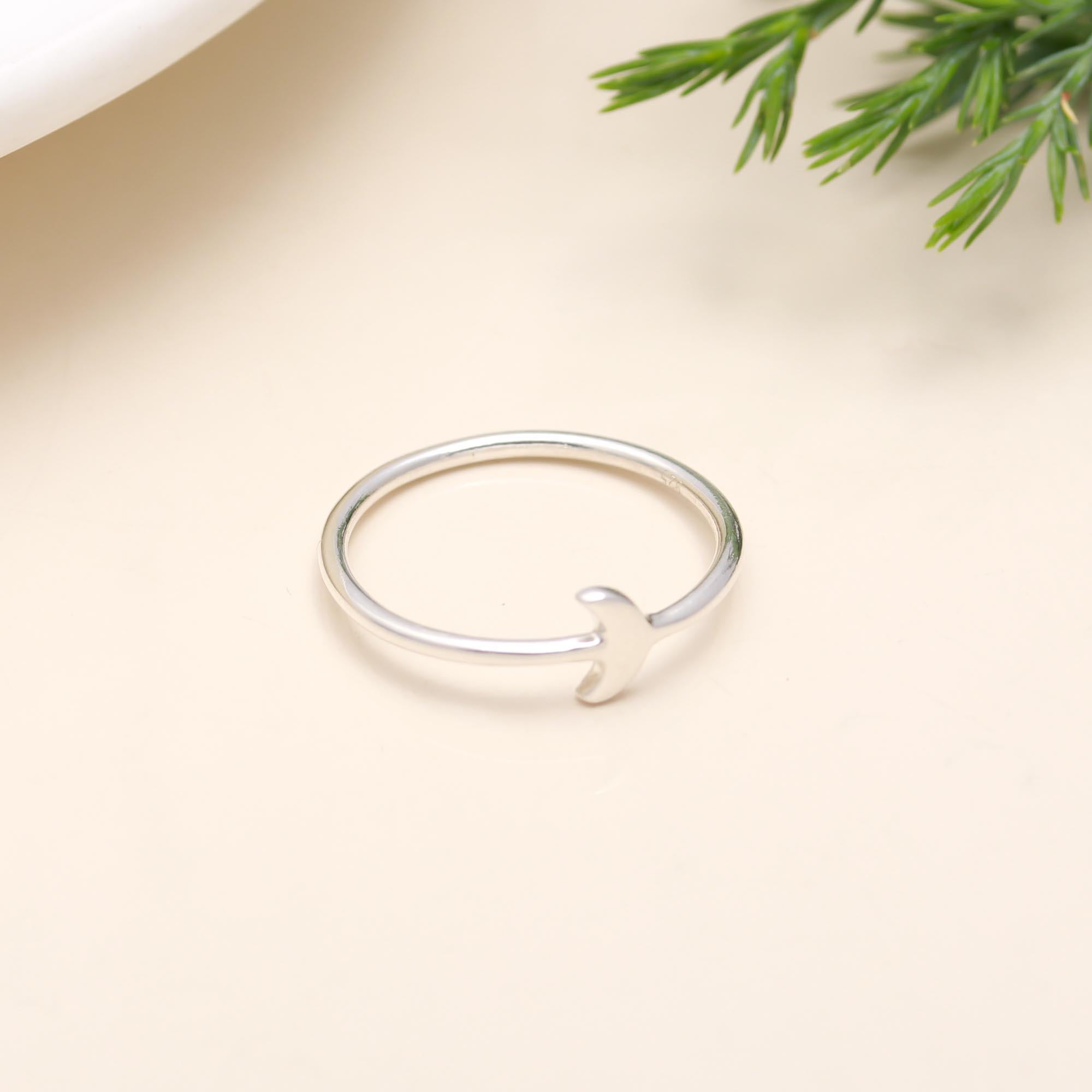 Solid 925 Silver Celestial Moon Minimalist Ring