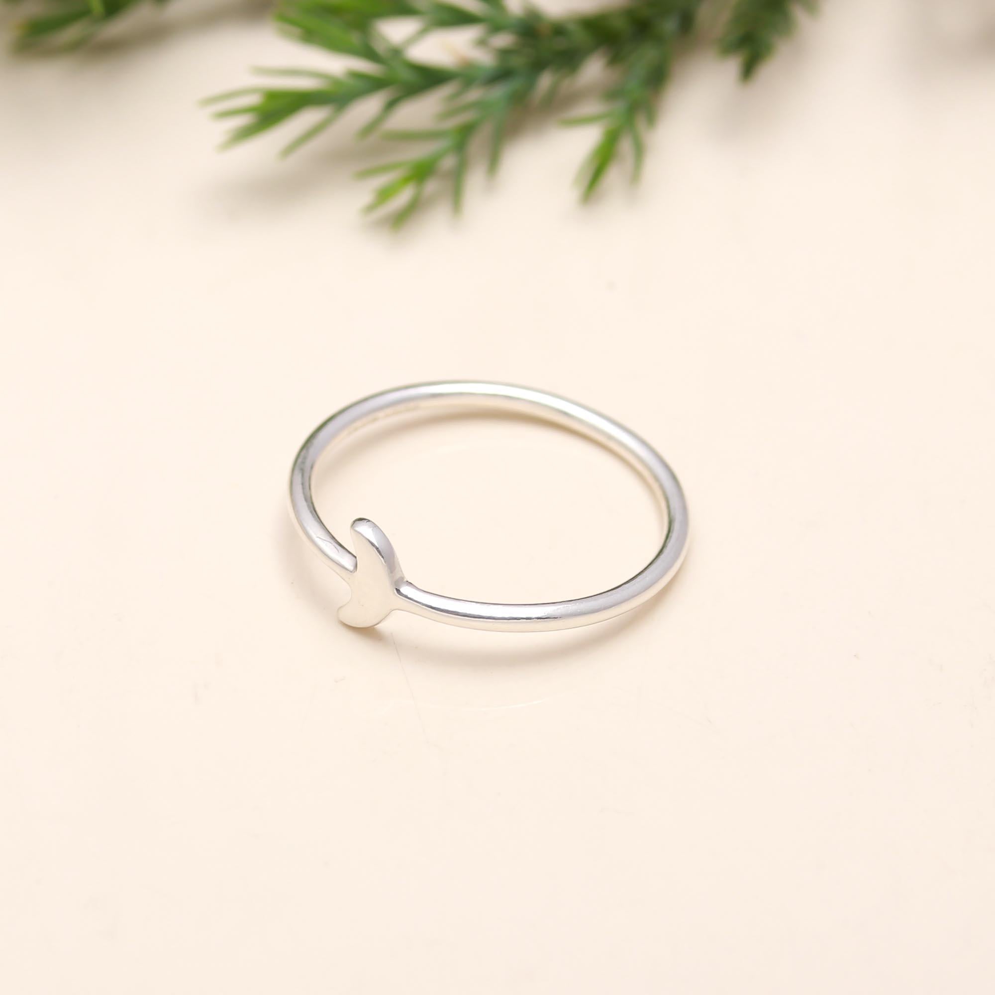 Solid 925 Silver Celestial Moon Minimalist Ring