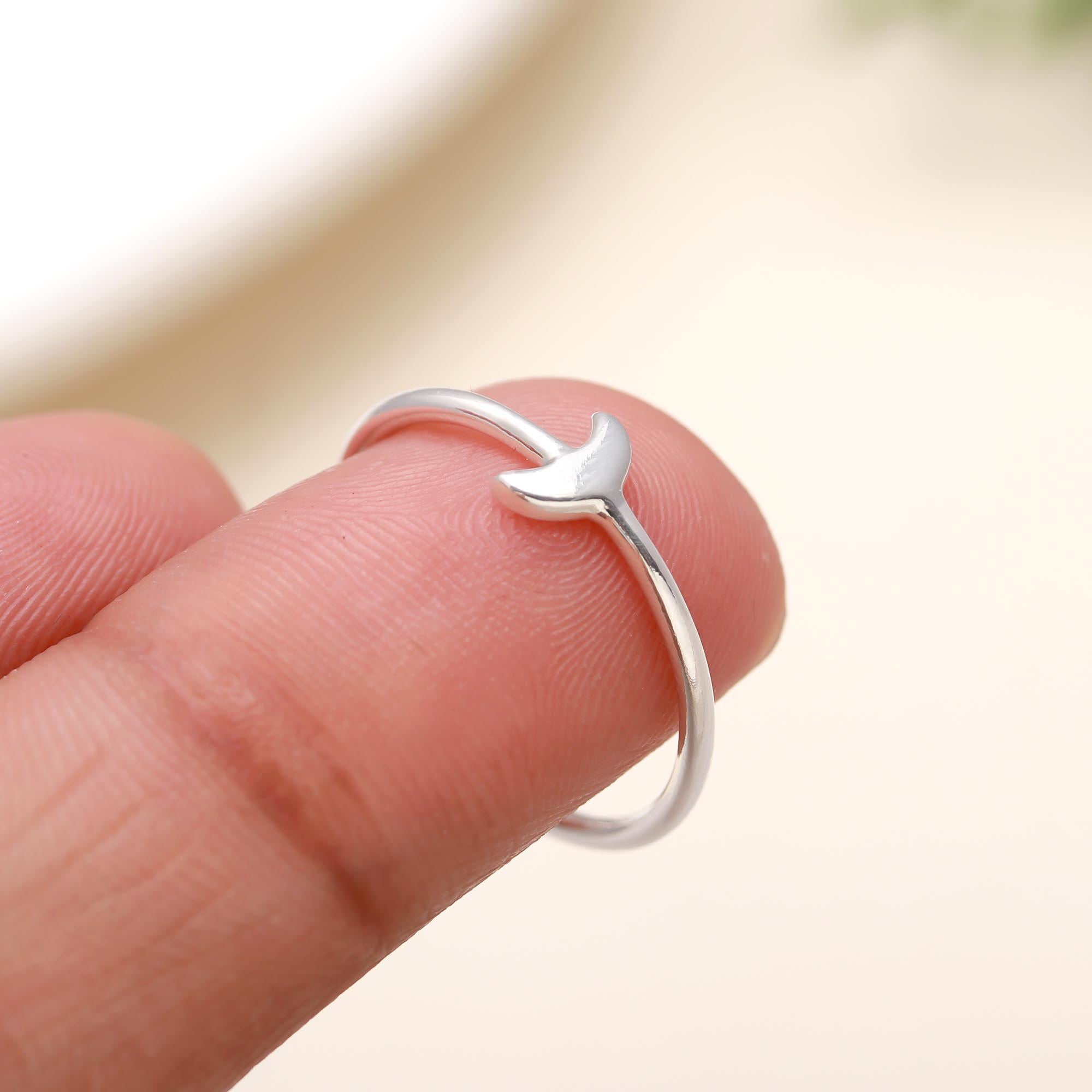 Solid 925 Silver Celestial Moon Minimalist Ring