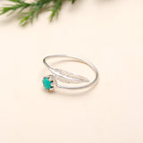 Solid 925 Silver Leaf Trees Natural Turquoise Ring