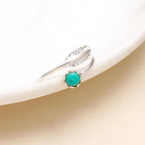 Solid 925 Silver Leaf Trees Natural Turquoise Ring