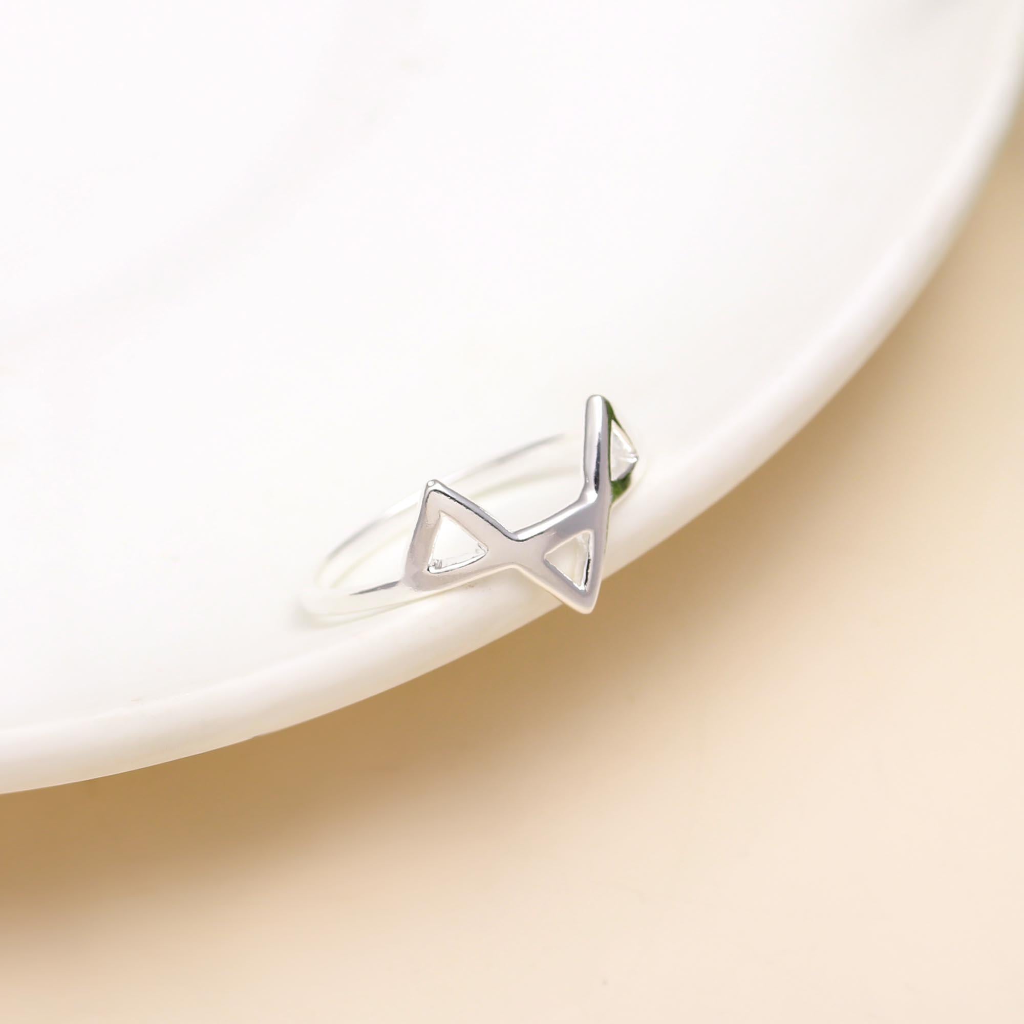 925 Silver Geometric Triangle Ring