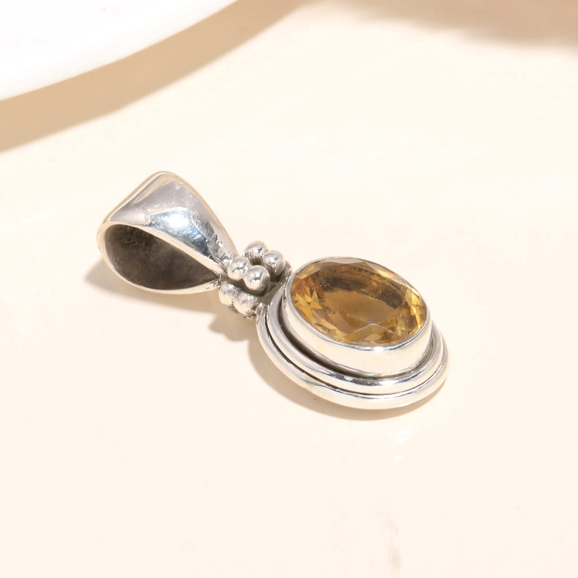 925 Sterling Silver Citrine Pendant