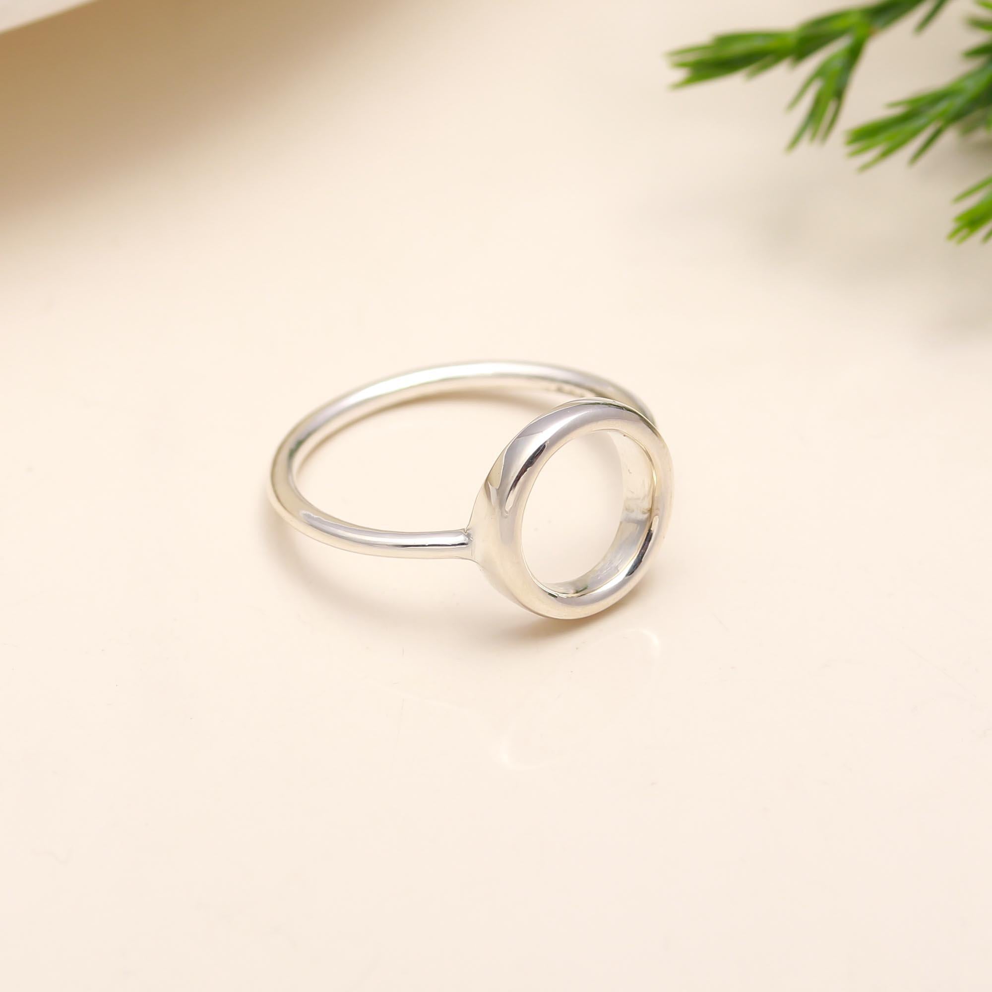 925 Sterling Silver Round Circular Ring