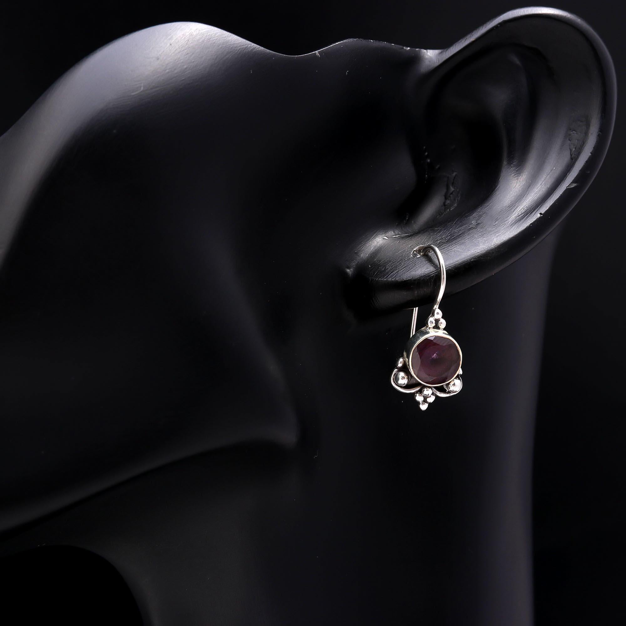 925 Sterling Silver Amethyst Dangle Earrings