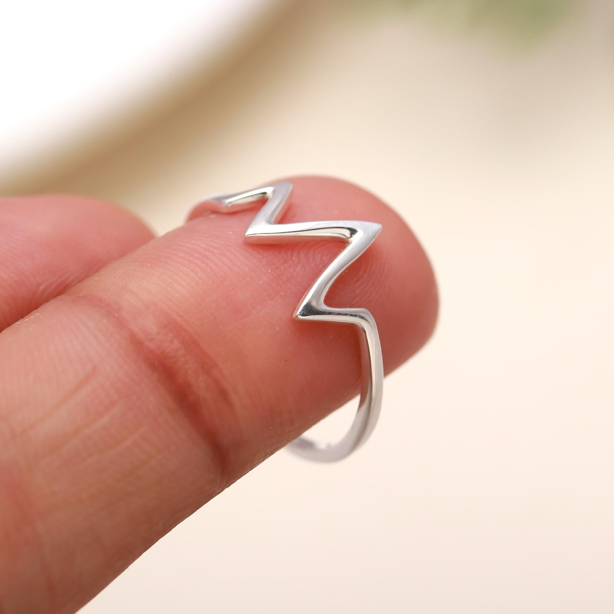 925 Silver Zigzag Open Band Ring