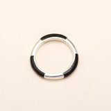 925 Sterling Silver Black Enamel Minimalist Ring