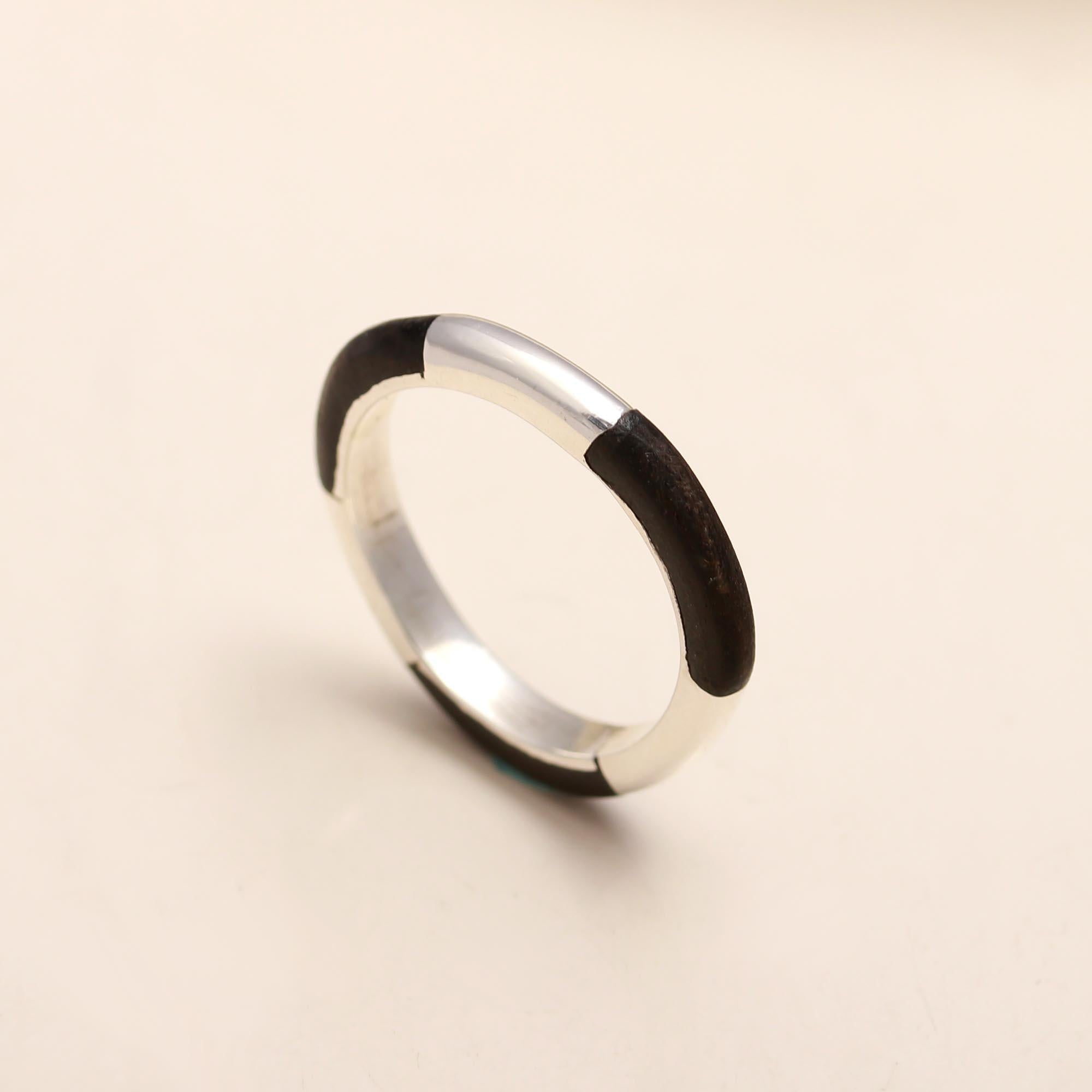 925 Sterling Silver Black Enamel Minimalist Ring