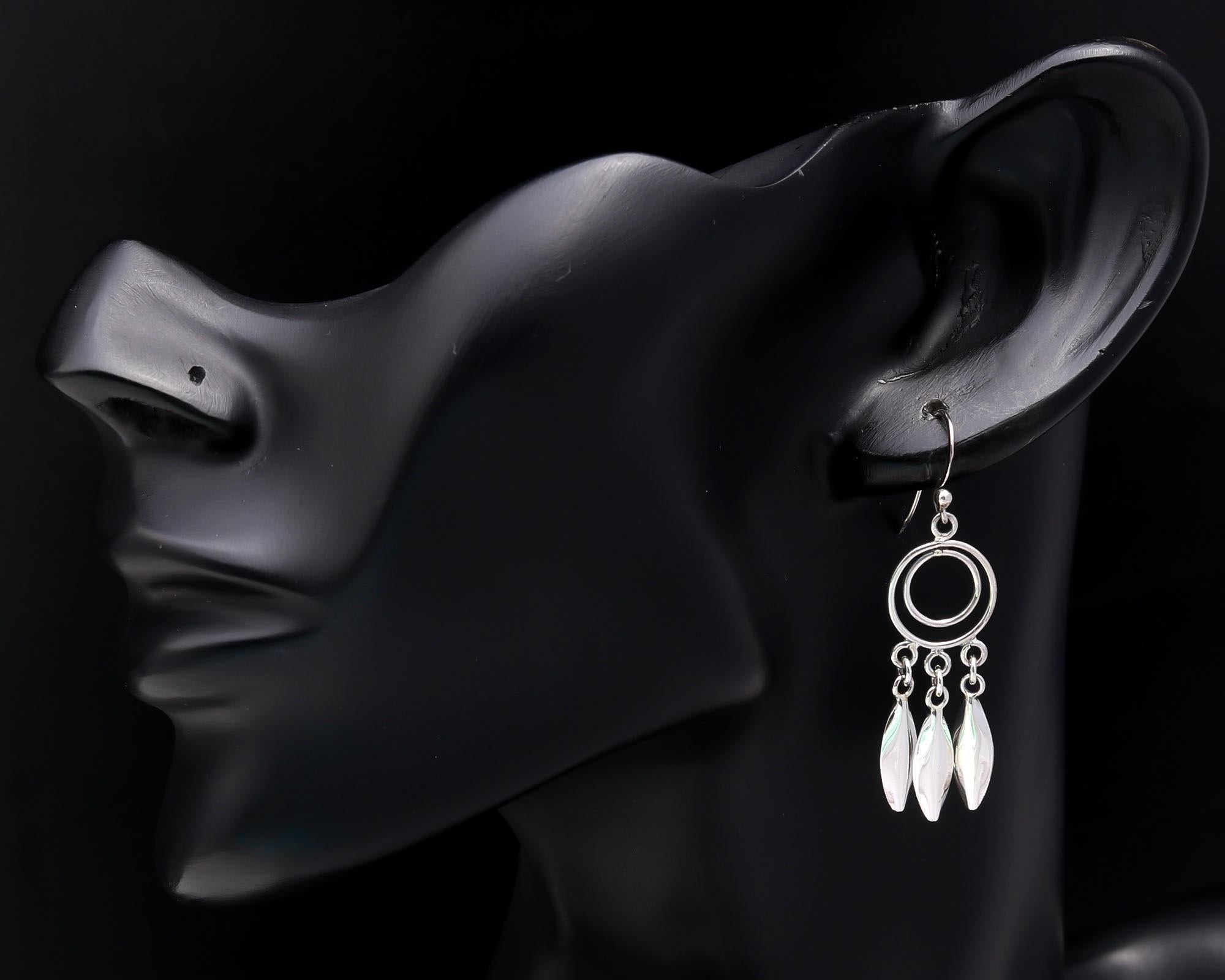 925 Sterling Silver Feather Dangle Earrings