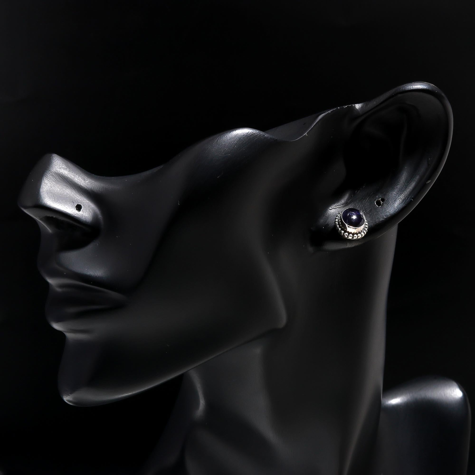 925 Sterling Silver Amethyst Vintage Stud Earrings