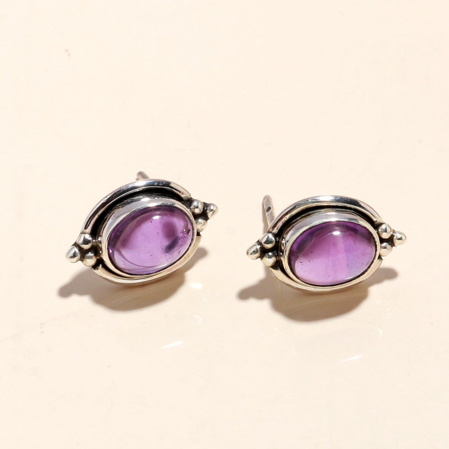 925 Sterling Silver Amethyst Stud Earrings