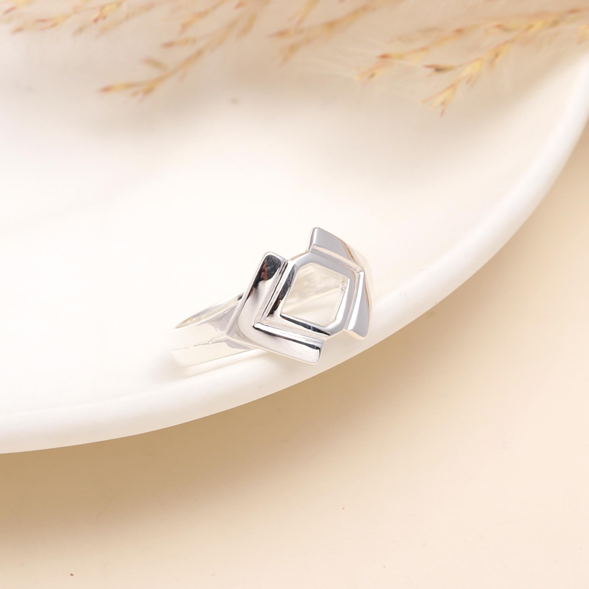 925 Sterling Silver Modern Geometric Openwork Ring