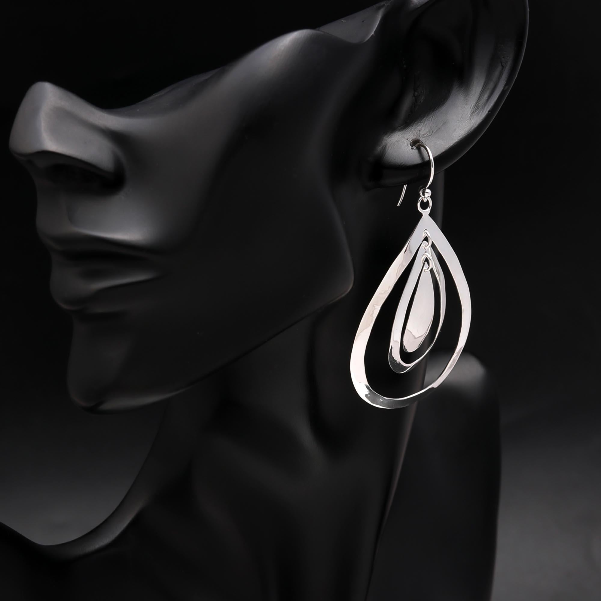 925 Sterling Silver Multi-Layered Teardrop Dangle Earrings