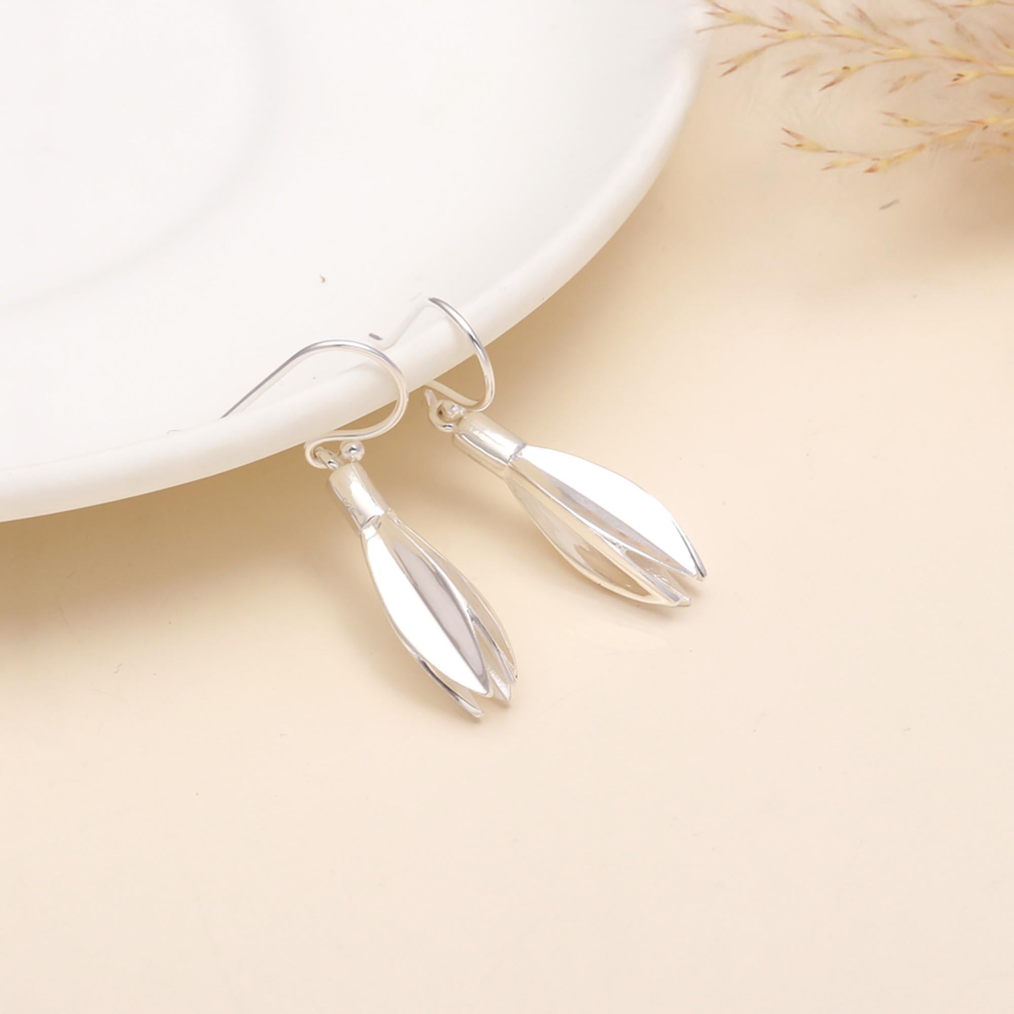 925 Sterling Silver Tulip Drop Earrings