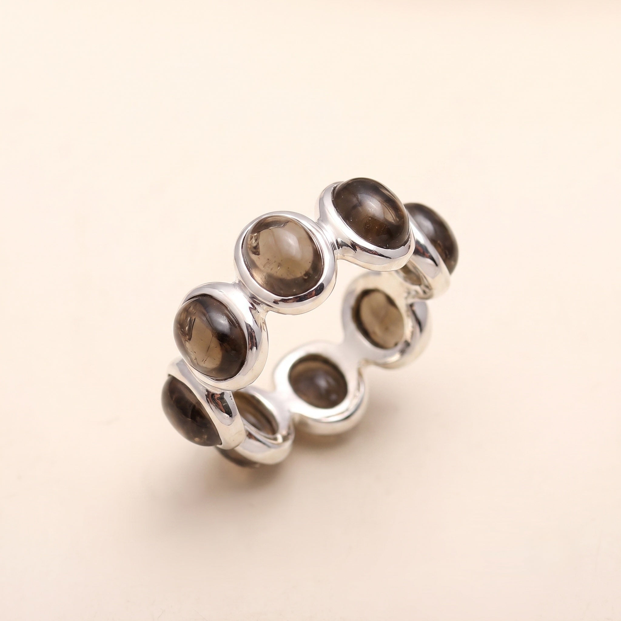 The Lunar Circle: Rainbow Moonstone Oval Eternity Band
