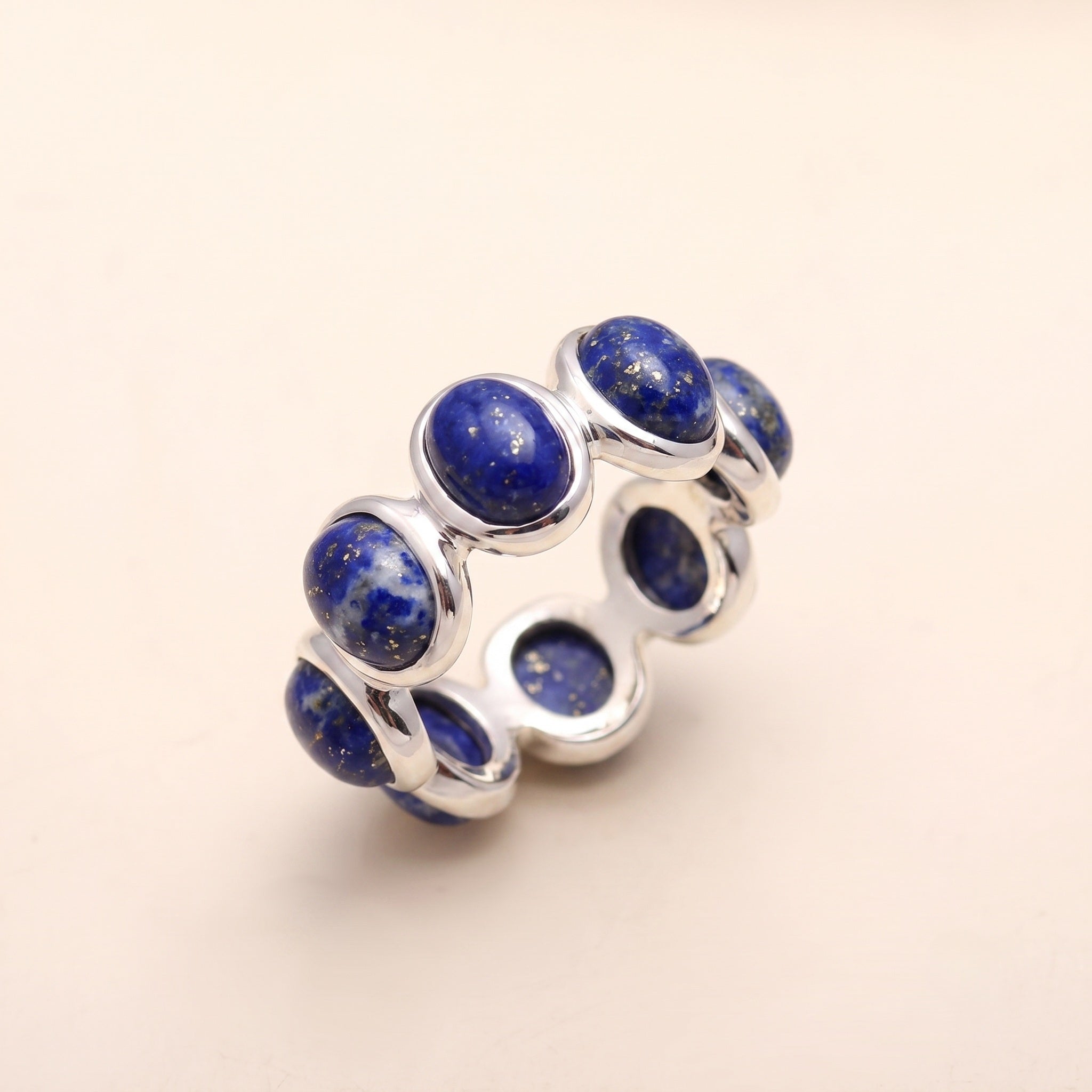 The Lunar Circle: Rainbow Moonstone Oval Eternity Band