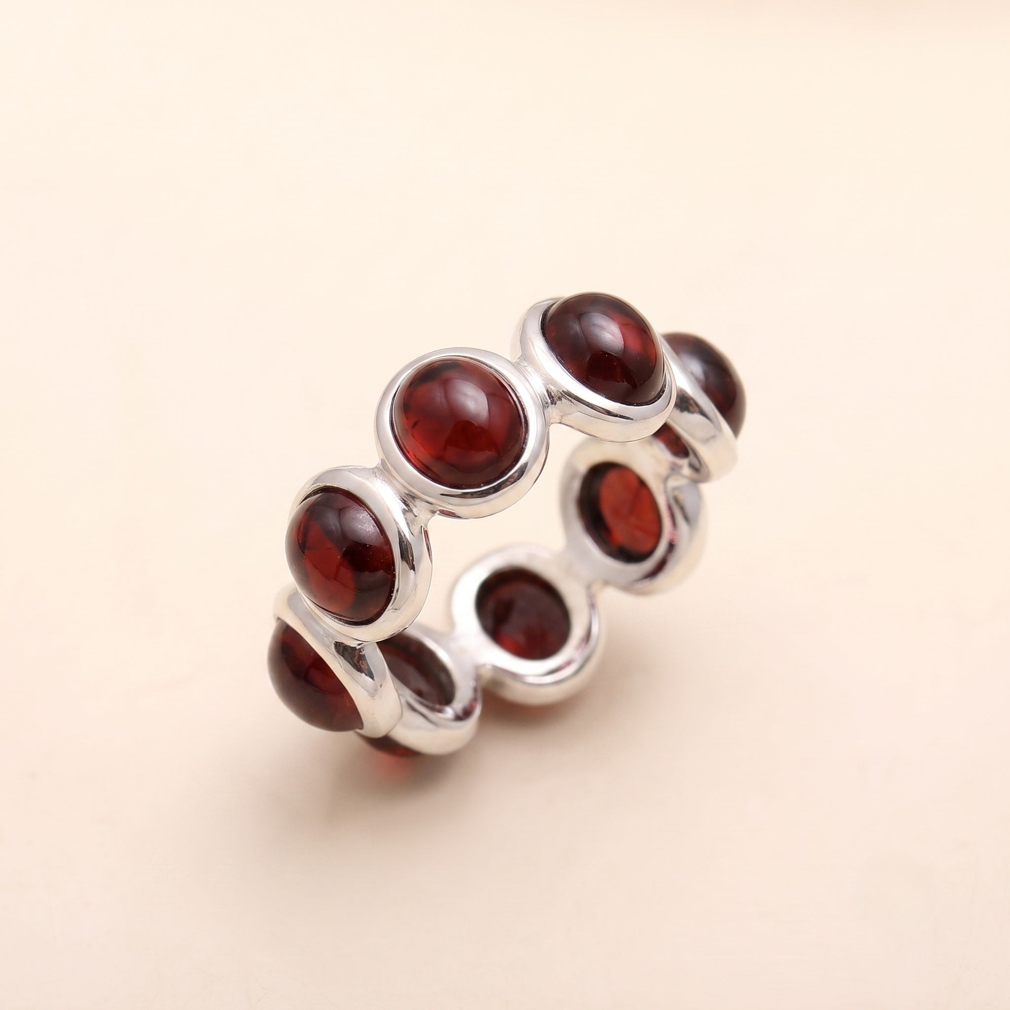 The Lunar Circle: Rainbow Moonstone Oval Eternity Band