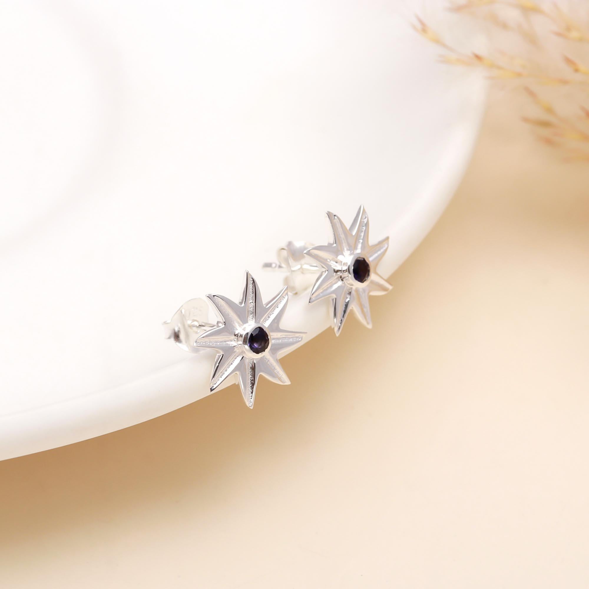925 Sterling Silver Starburst Stud Earrings