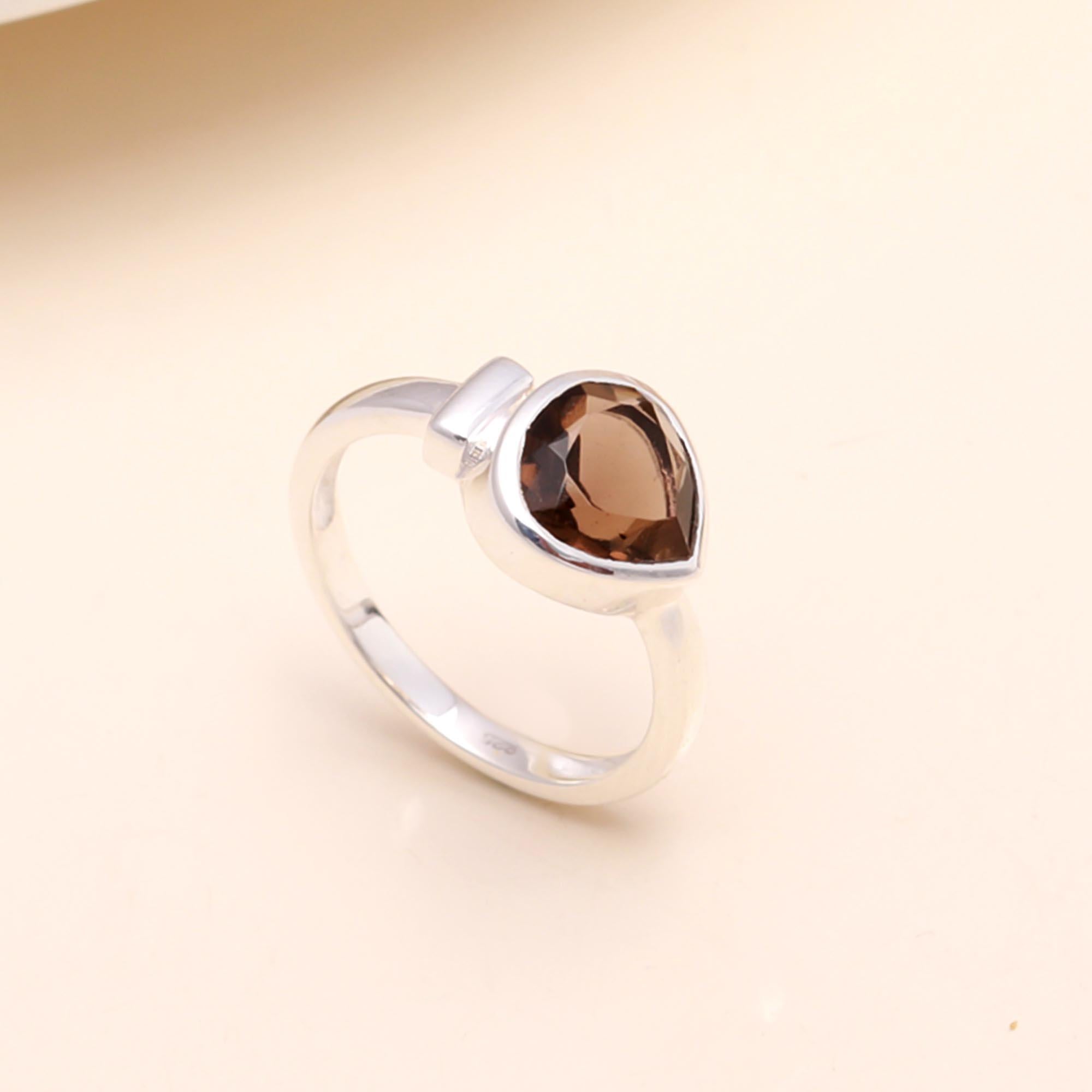 925 Sterling Silver Smoky Quartz Ring