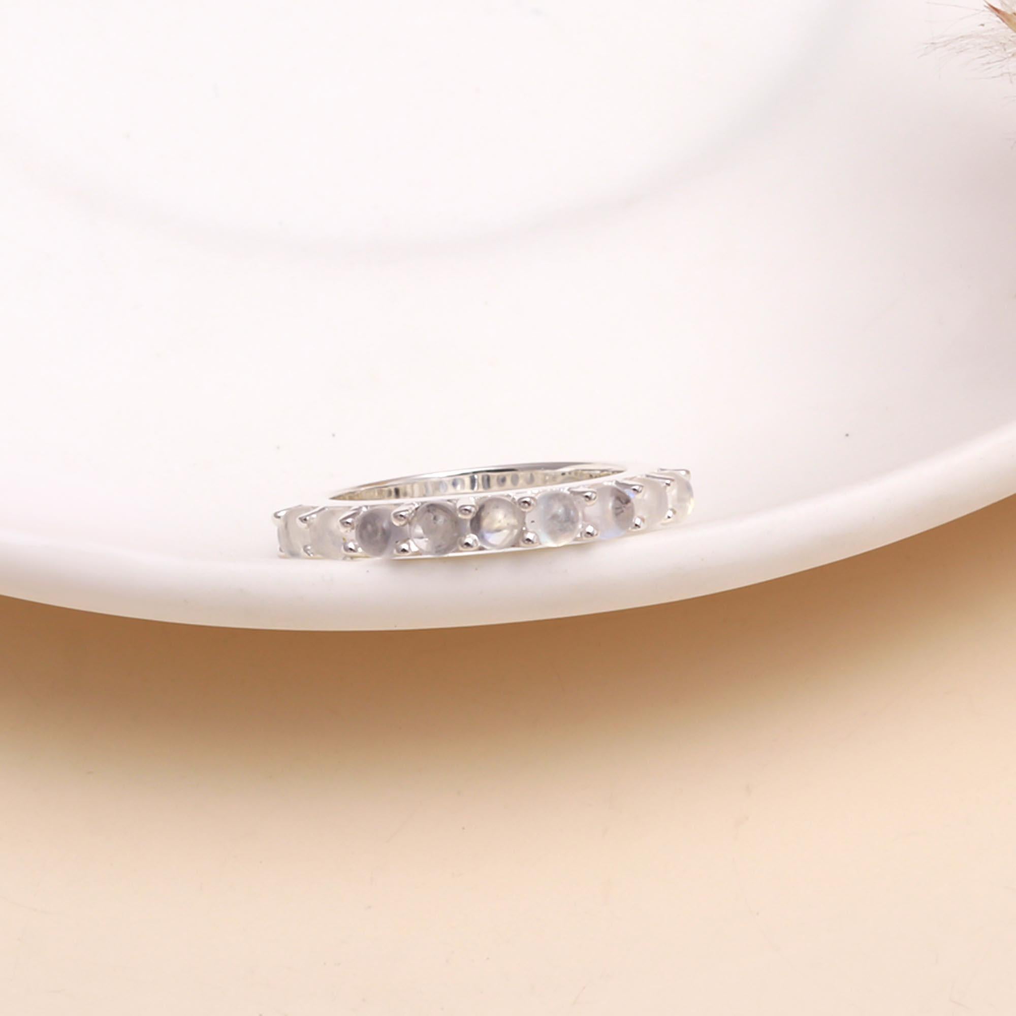 925 Sterling Silver Moonstone Eternity Band Ring