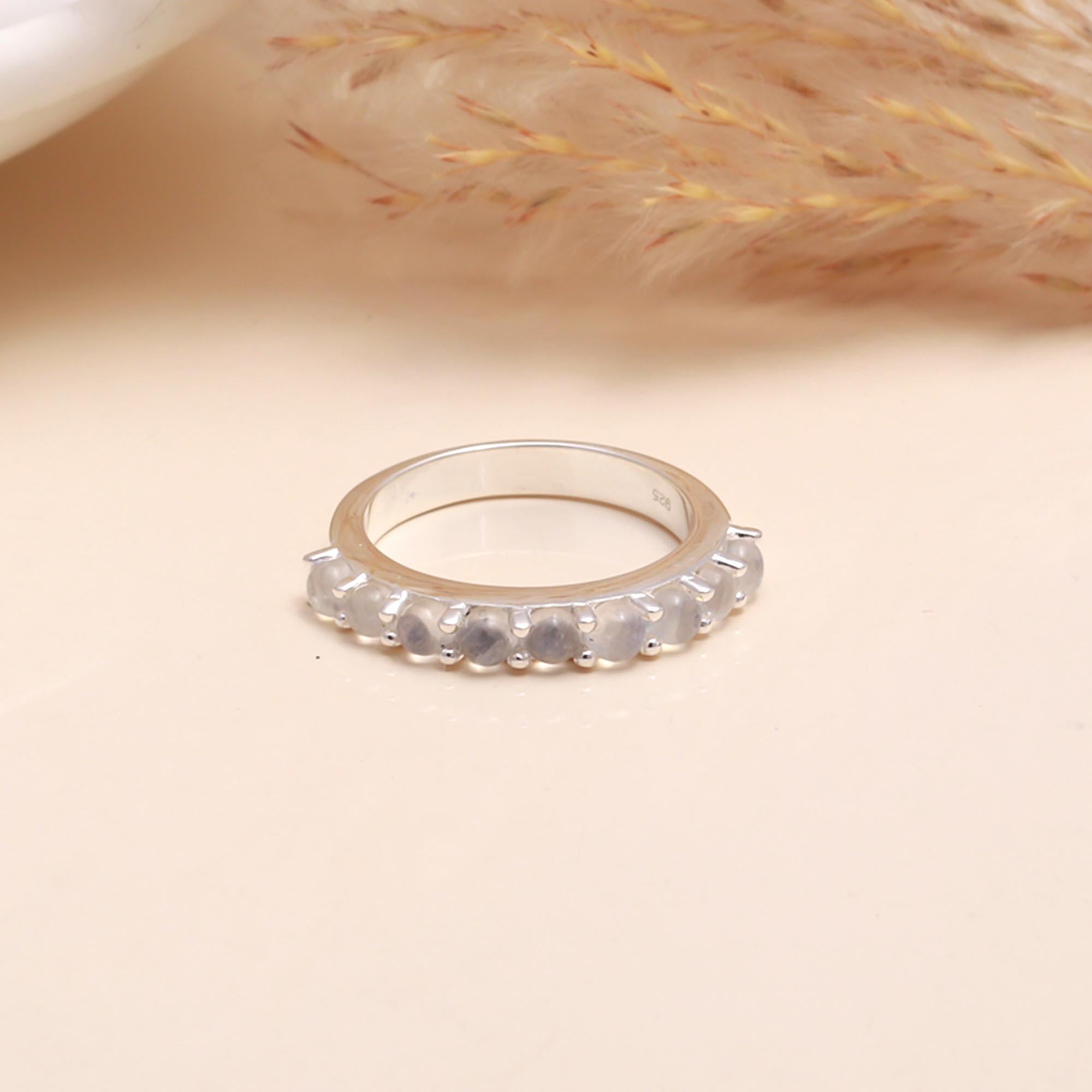 925 Sterling Silver Moonstone Eternity Band Ring