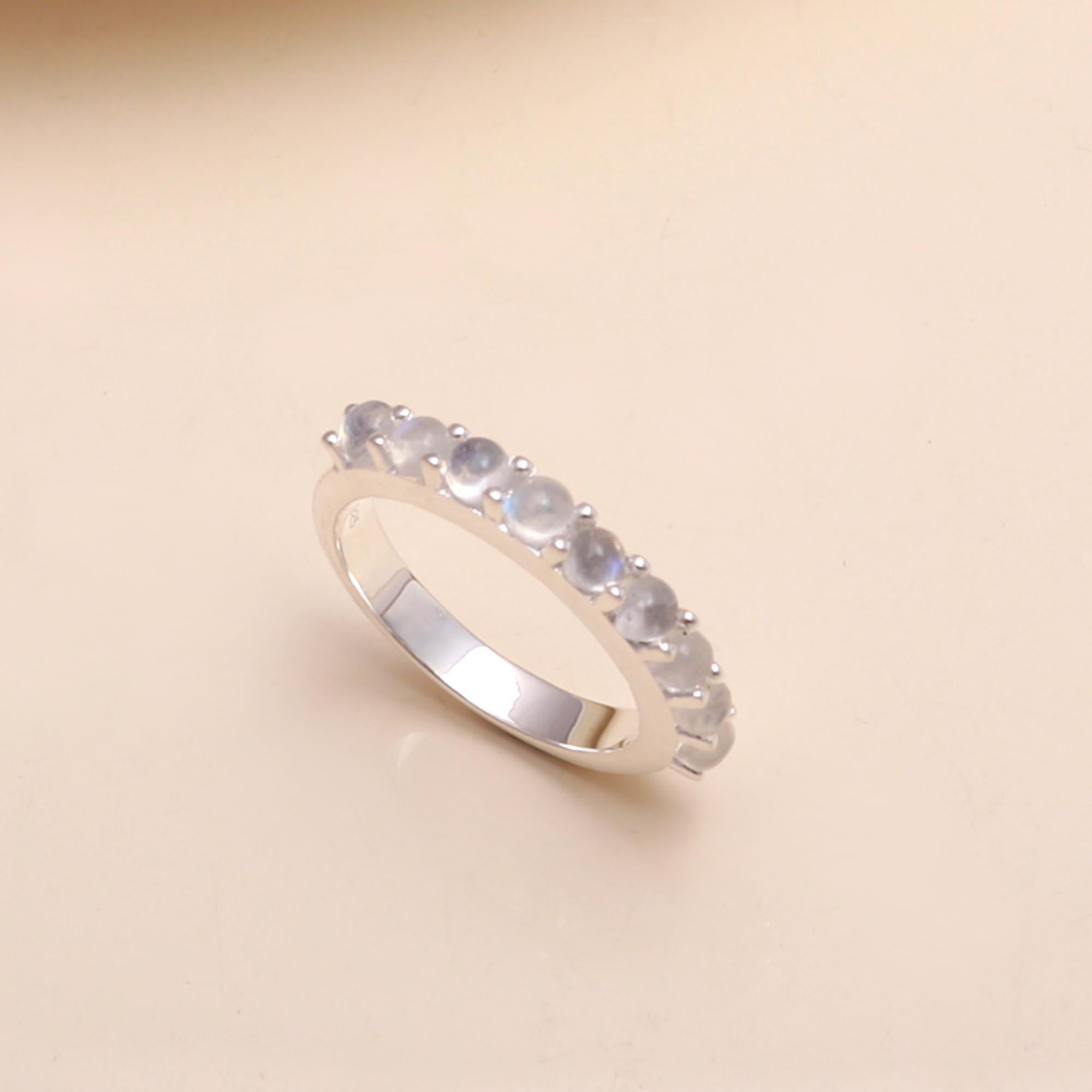 925 Sterling Silver Moonstone Eternity Band Ring